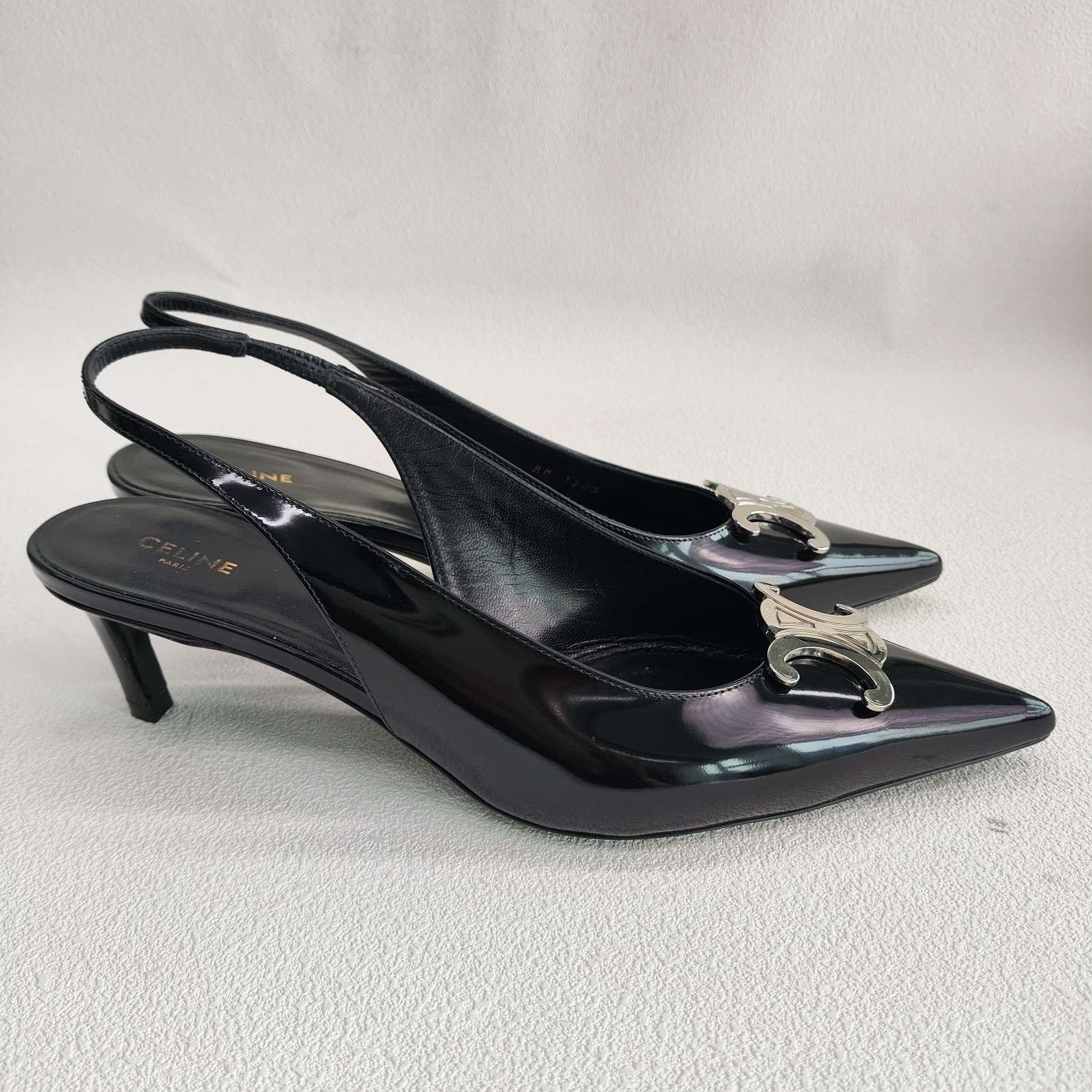 Celine Celine Triomphe Patent Slingback Heels Size 38 Size US 8 / IT 38 - 5 Thumbnail