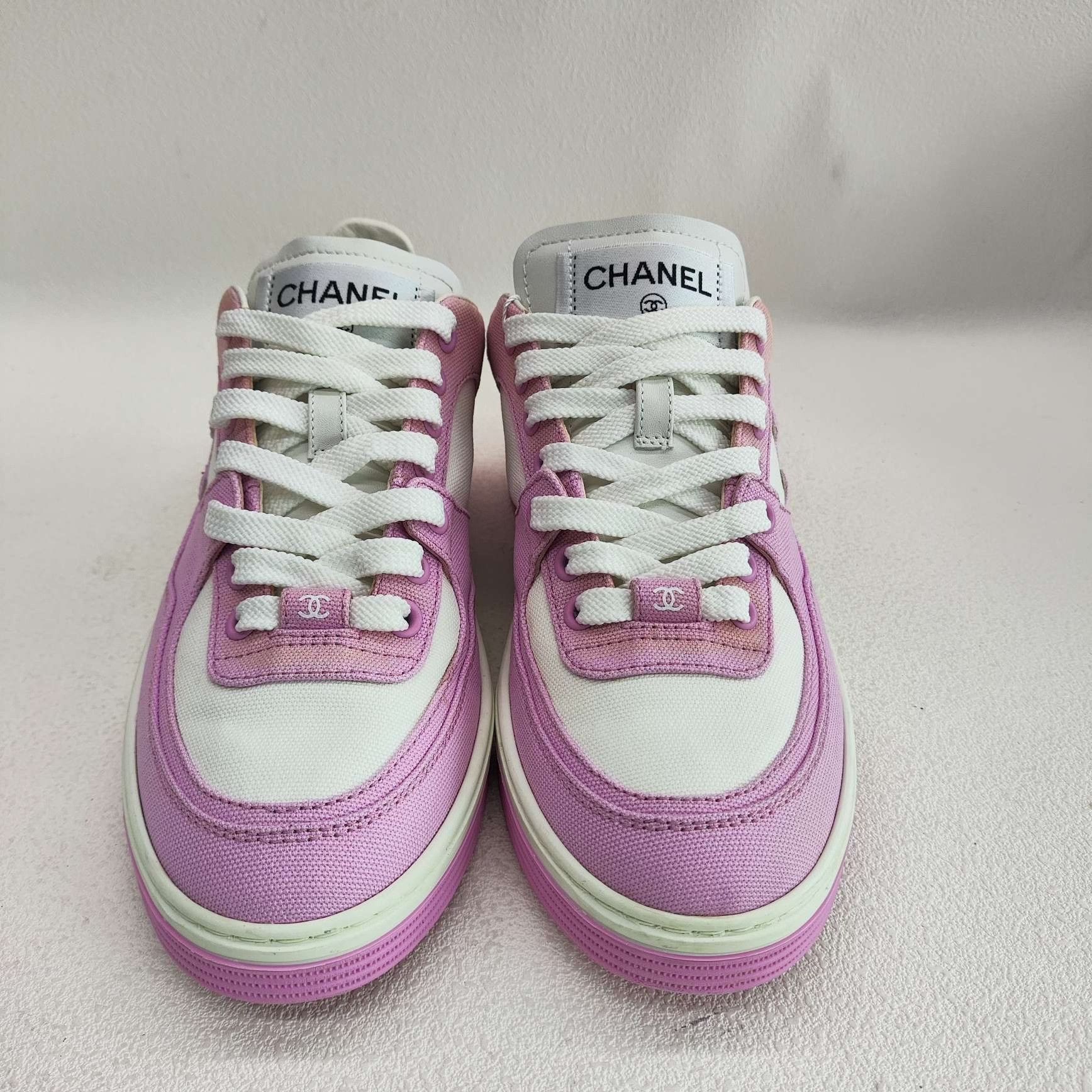 Chanel Chanel Pink Canvas Low-Top Sneakers Size 36.5 Size US 6.5 / IT 36.5 - 3 Thumbnail