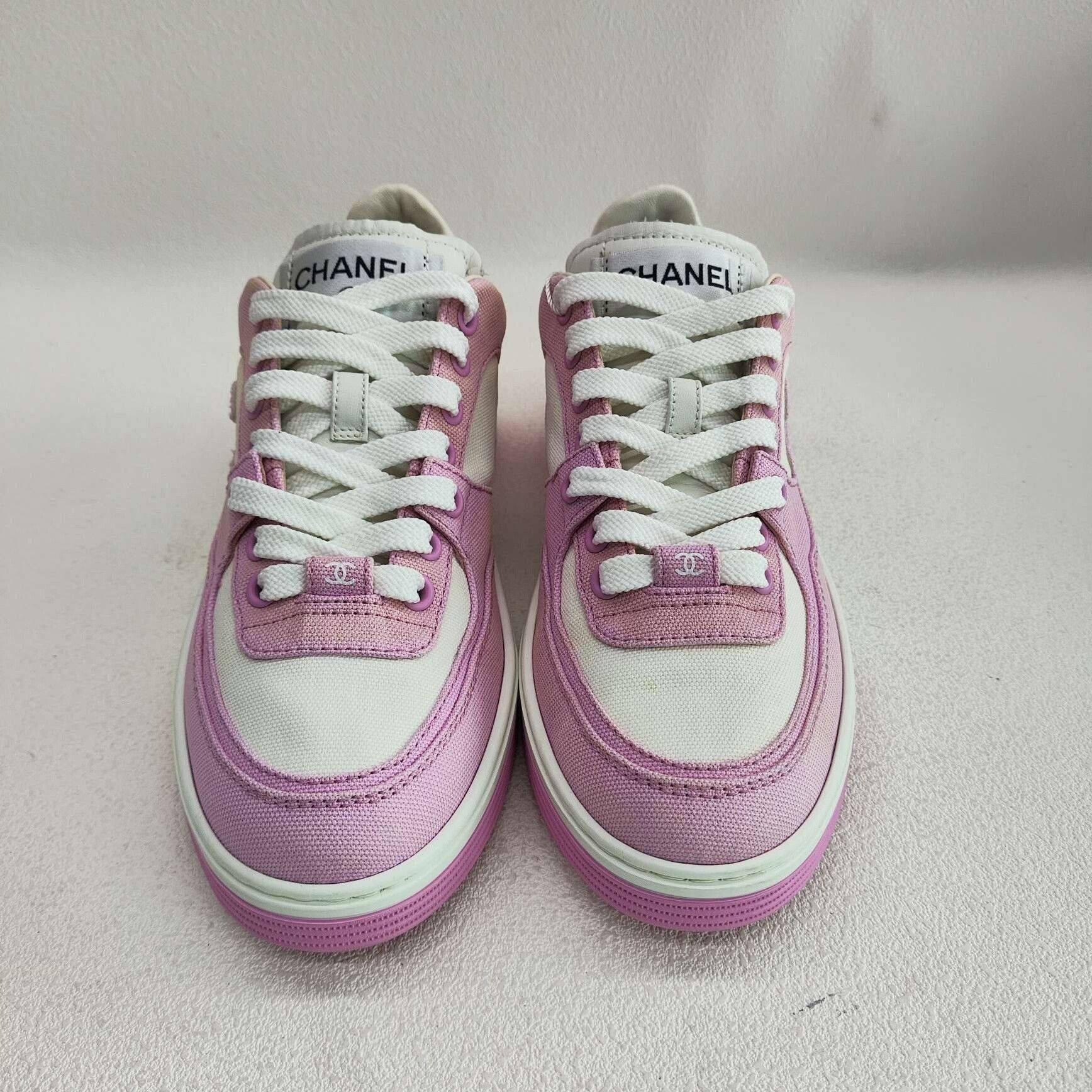 Chanel Chanel Pink Canvas Low-Top Sneakers Size 36 Size US 6 / IT 36 - 3 Thumbnail