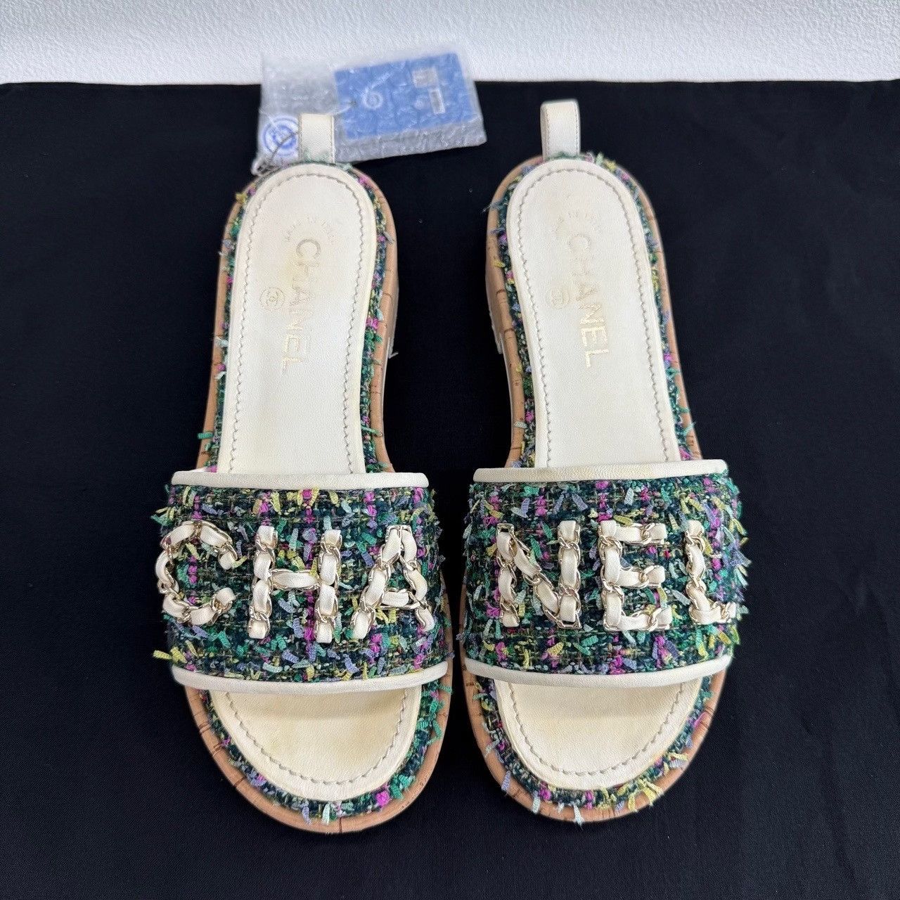 Chanel Chanel Tweed Logo Slides Size 38 Size US 8 / IT 38 - 3 Thumbnail