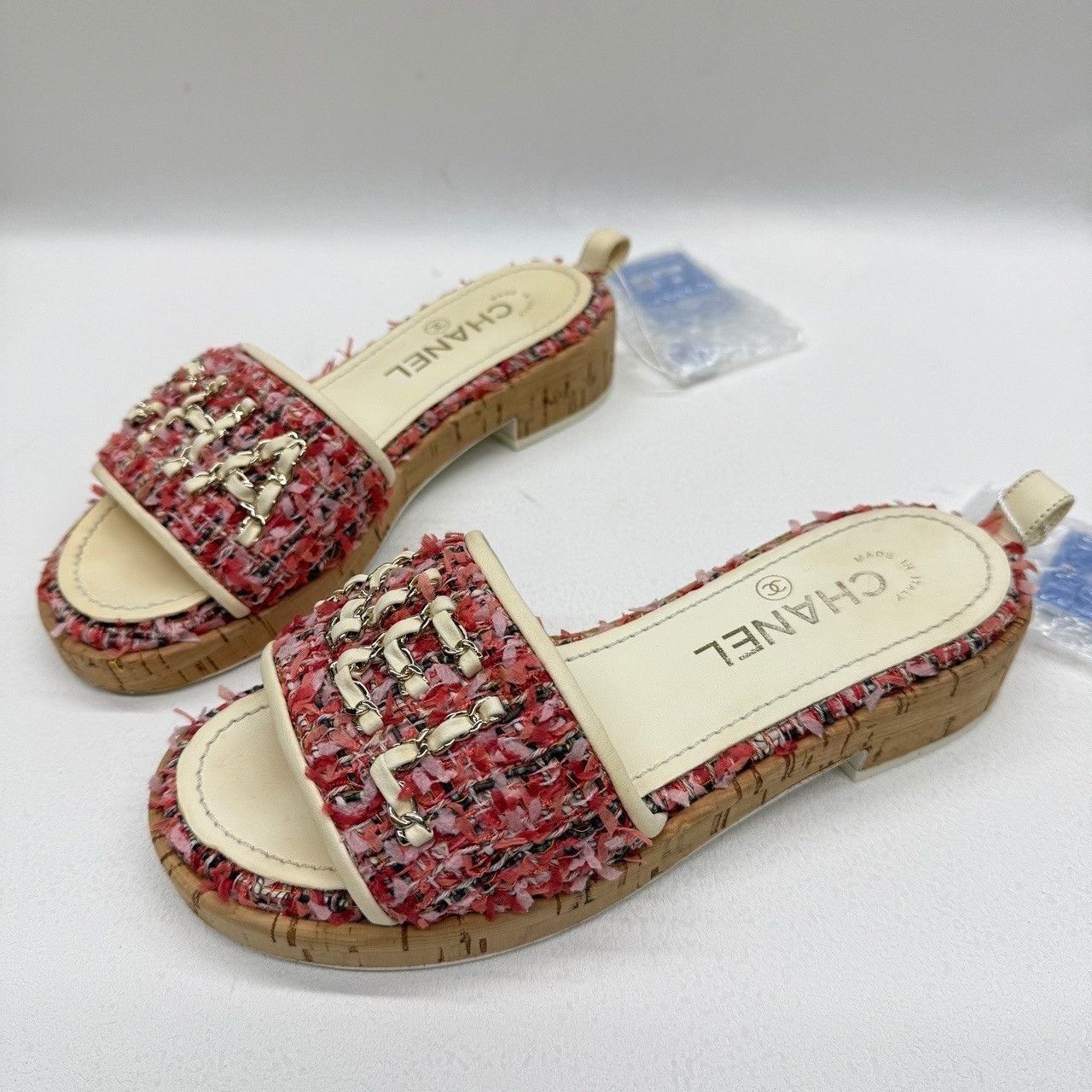 Chanel Chanel Tweed Chain Logo Slides Size 36 Size US 6 / IT 36 - 2 Thumbnail