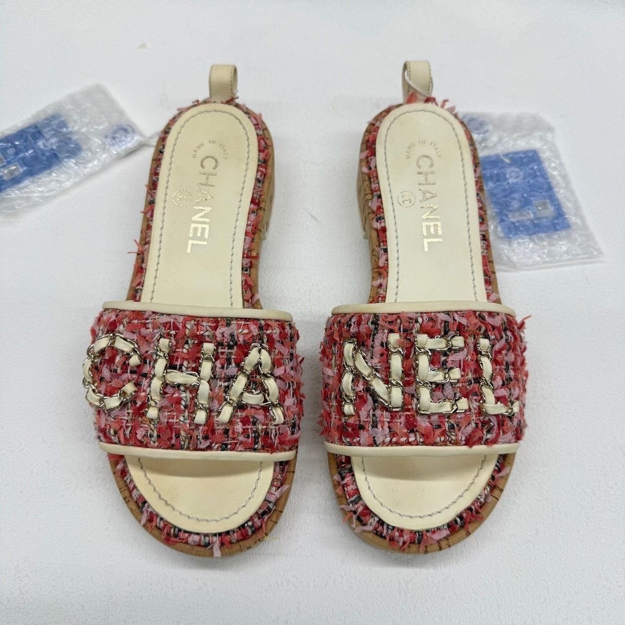Chanel Chanel Tweed Chain Logo Slides Size 36 Size US 6 / IT 36 - 3 Thumbnail
