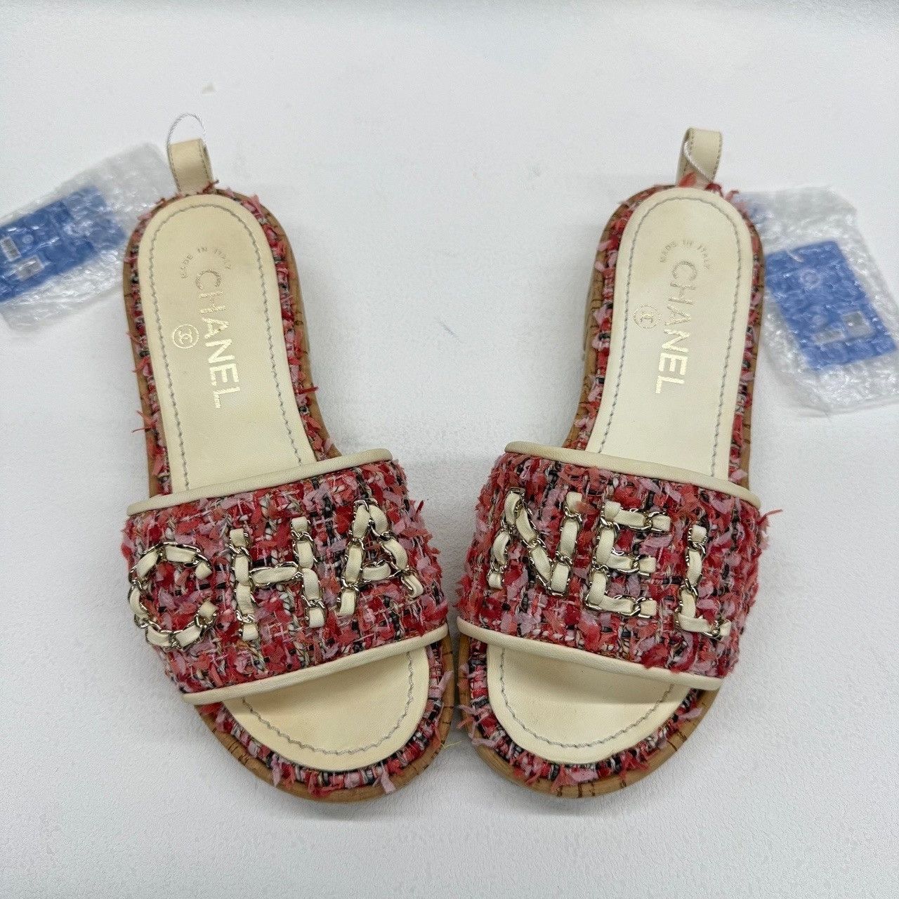 Chanel Chanel Tweed Chain Logo Slides Size 36 Size US 6 / IT 36 - 10 Thumbnail