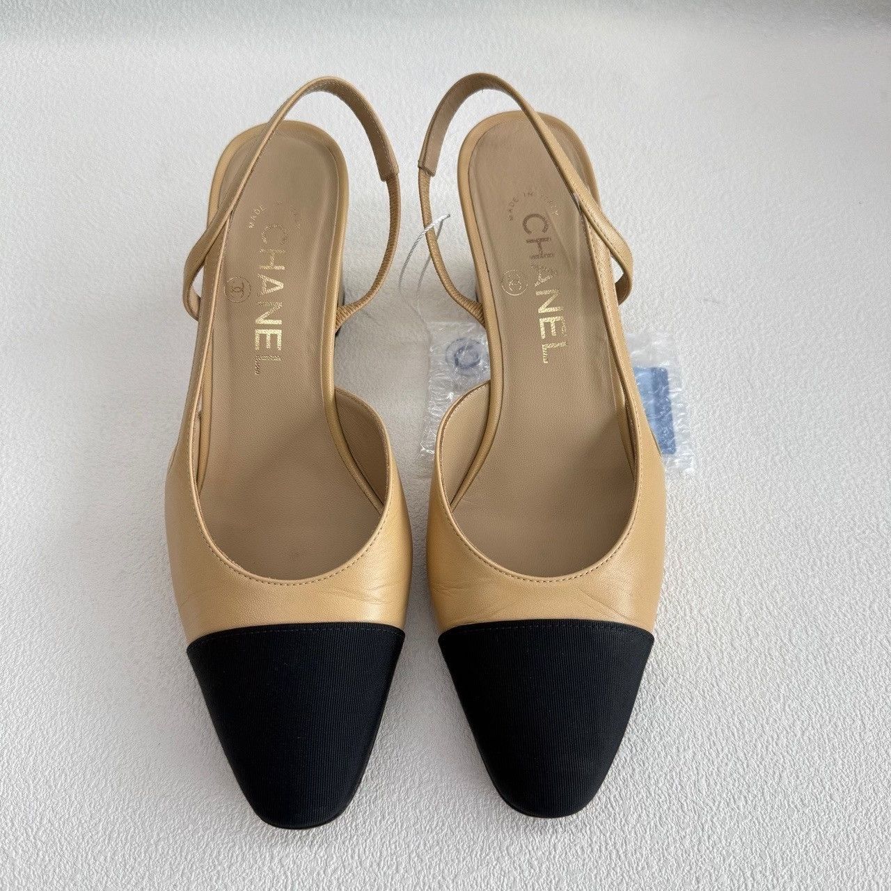 Chanel Chanel Beige Black Slingback Heels Size 37 Size US 6 / IT 36 - 3 Thumbnail