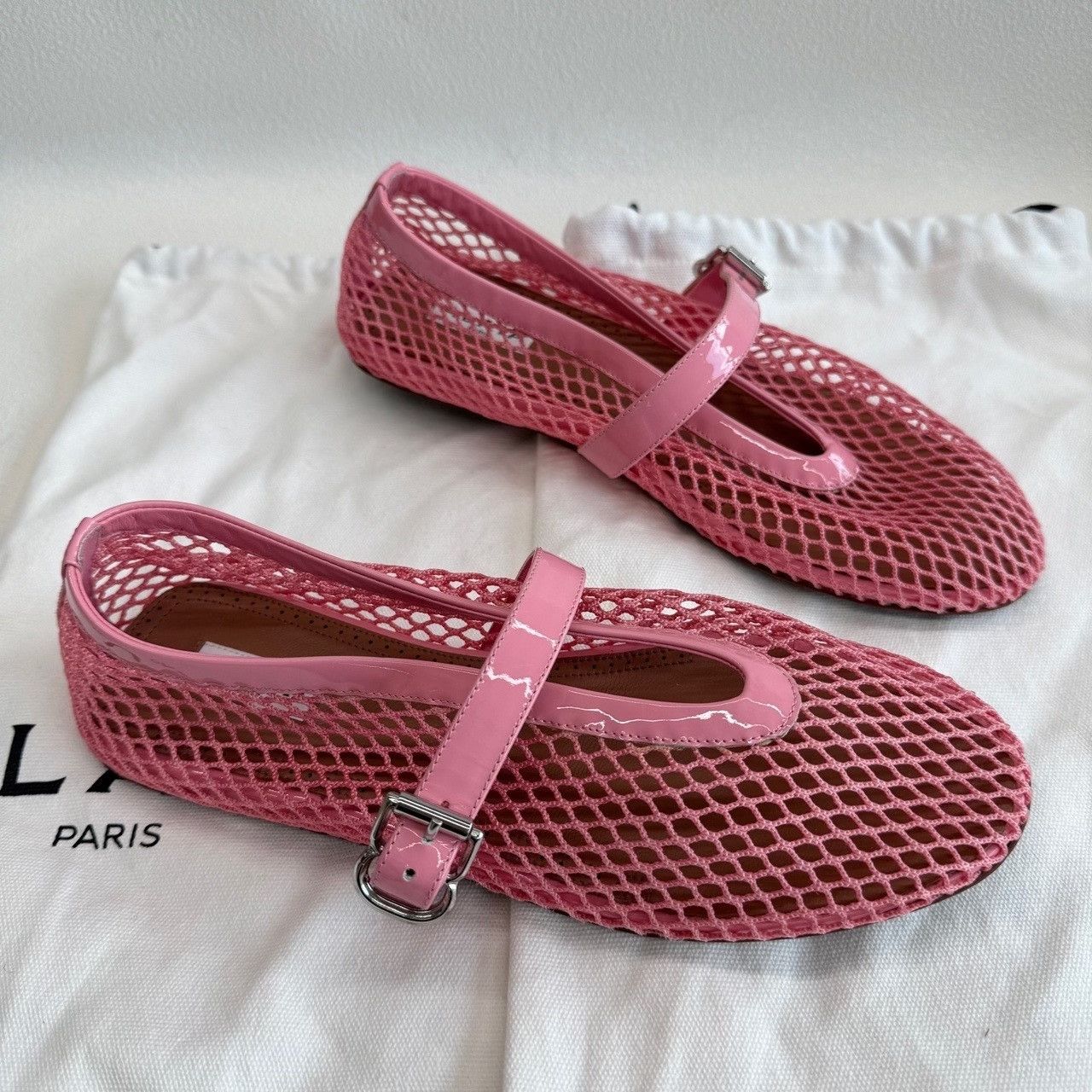 Alaia Alaia Pink Mesh Mary Jane Flats Size 37.5 Size US 7.5 / IT 37.5 - 4 Thumbnail