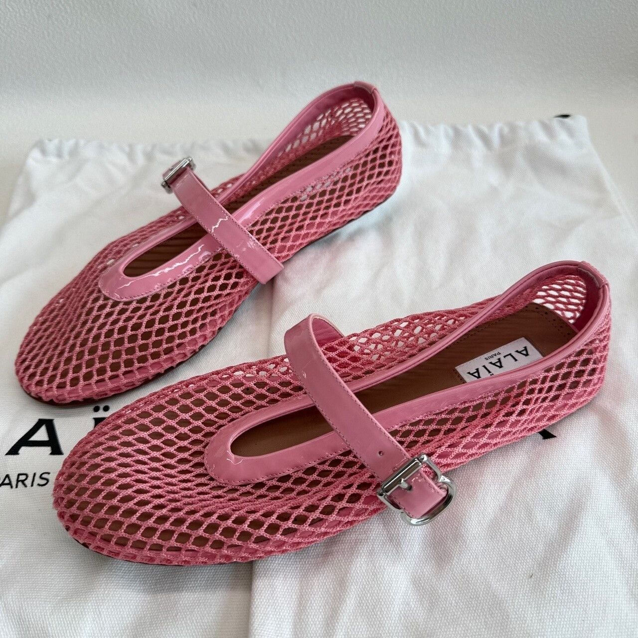Alaia Alaia Pink Mesh Mary Jane Flats Size 37.5 Size US 7.5 / IT 37.5 - 2 Thumbnail