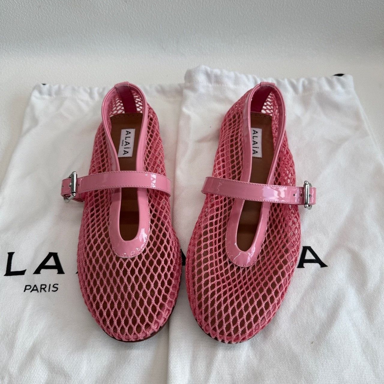 Alaia Alaia Pink Mesh Mary Jane Flats Size 37.5 Size US 7.5 / IT 37.5 - 9 Thumbnail