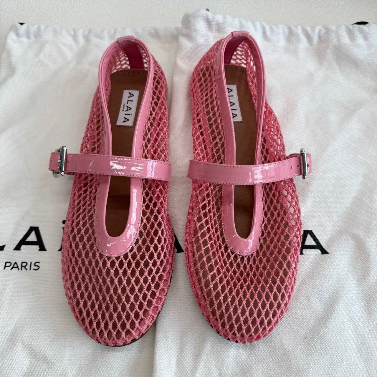 Alaia Alaia Pink Mesh Mary Jane Flats Size 37.5 Size US 7.5 / IT 37.5 - 3 Thumbnail