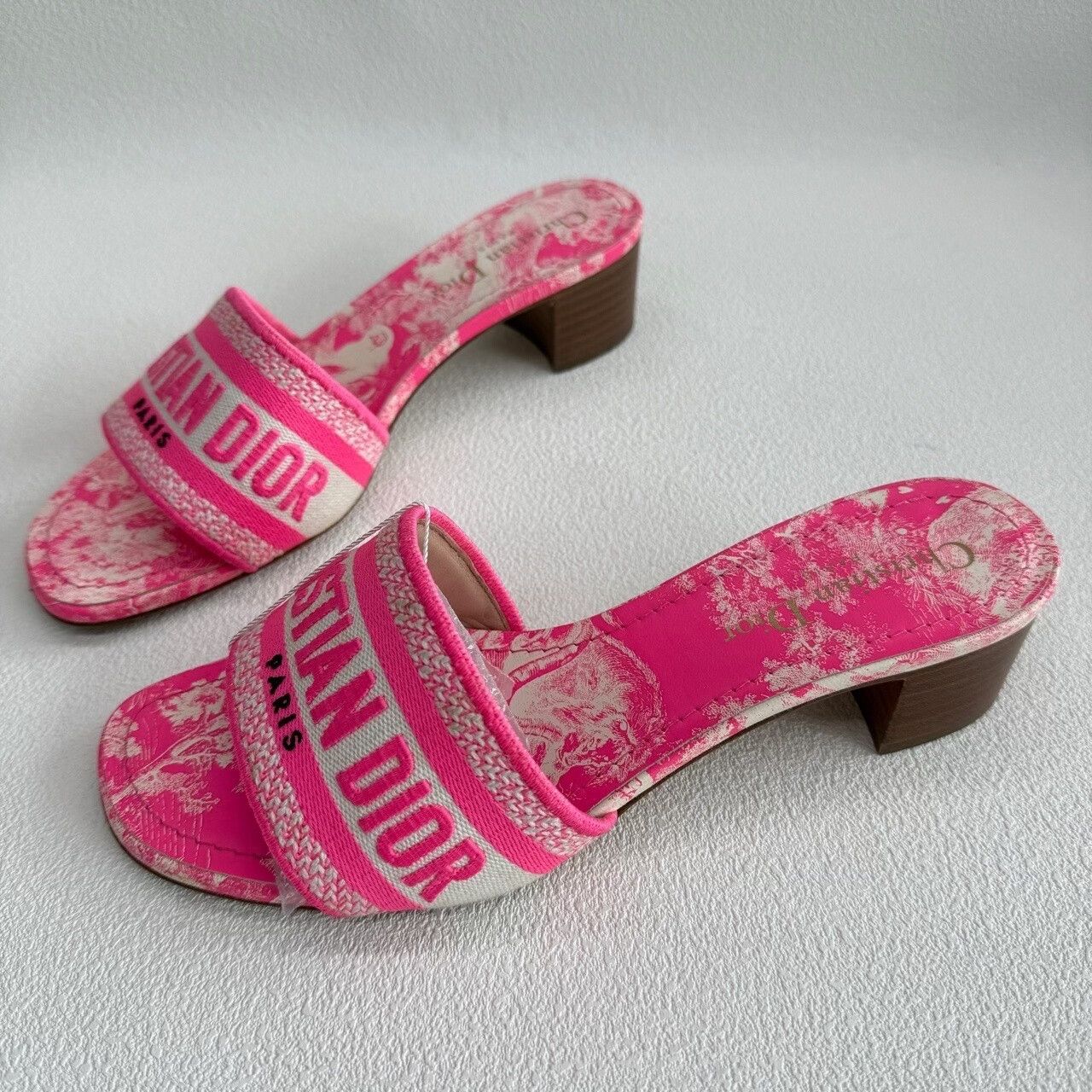 Dior Dior Pink Dway Canvas Mules Size 36.5 Size US 6.5 / IT 36.5 - 2 Thumbnail