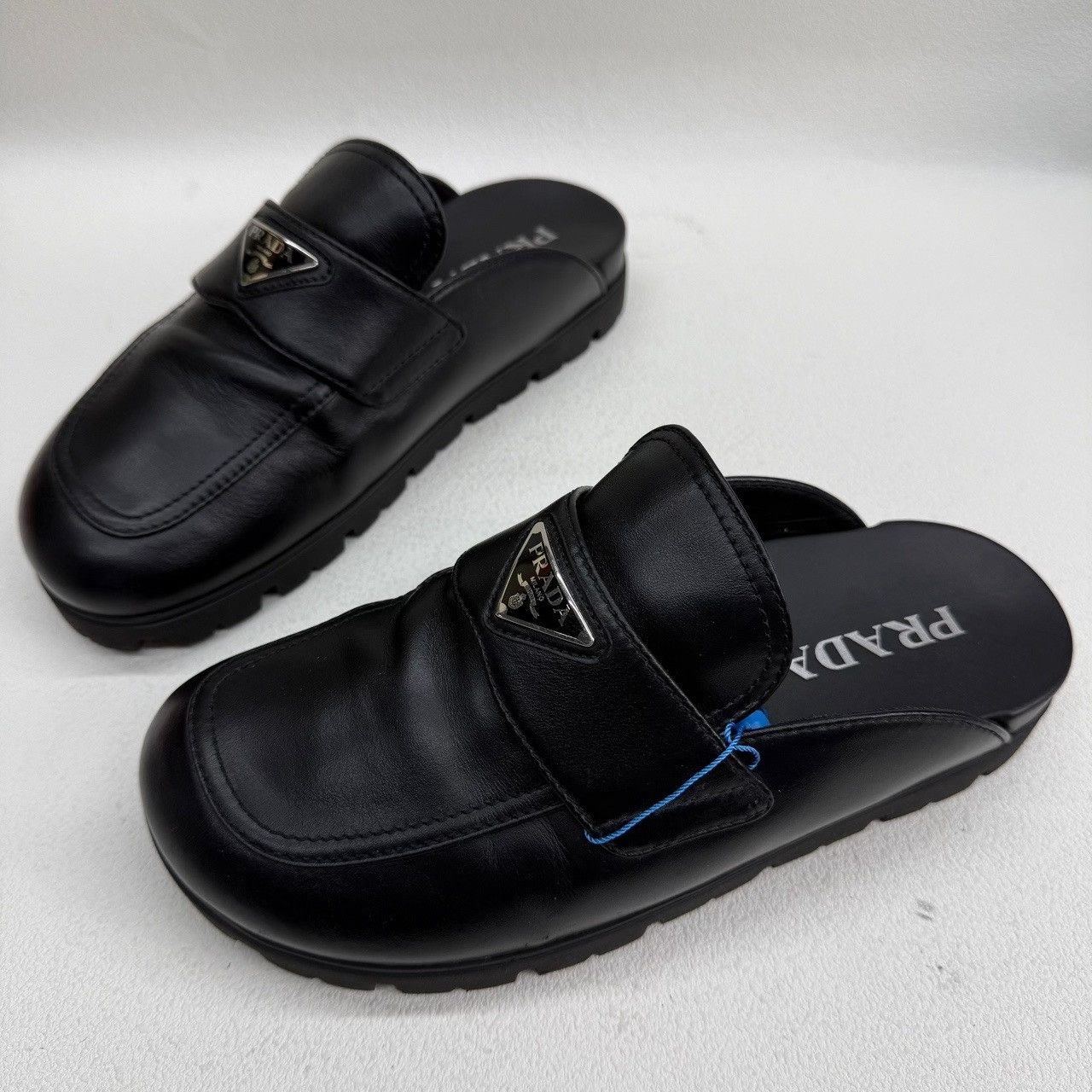 Prada Prada Metal Logo Leather Slip Ons Size 8 Size US 8 / EU 41 - 2 Thumbnail