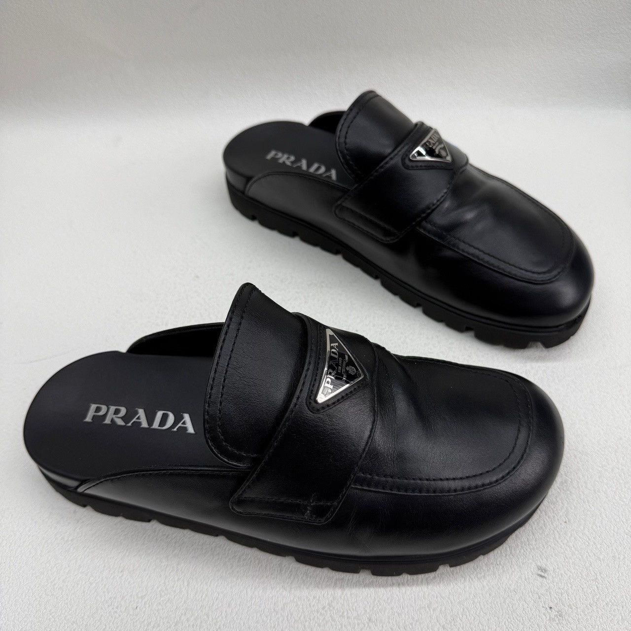 Prada Prada Metal Logo Leather Slip Ons Size 8 Size US 8 / EU 41 - 4 Thumbnail