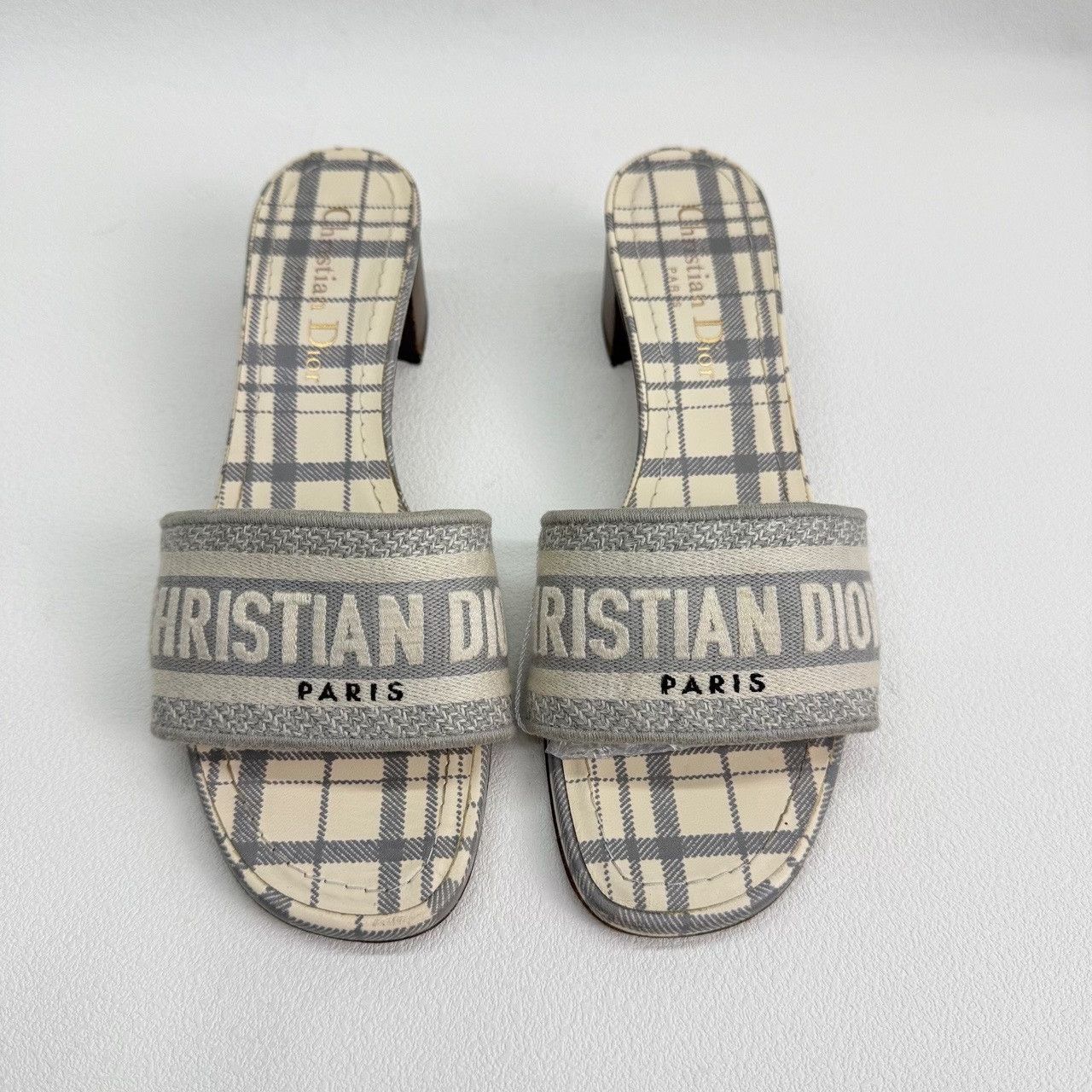 Dior Dior Dway Plaid Logo Mid-Heel Slides Size 37 Size US 7 / IT 37 - 3 Thumbnail
