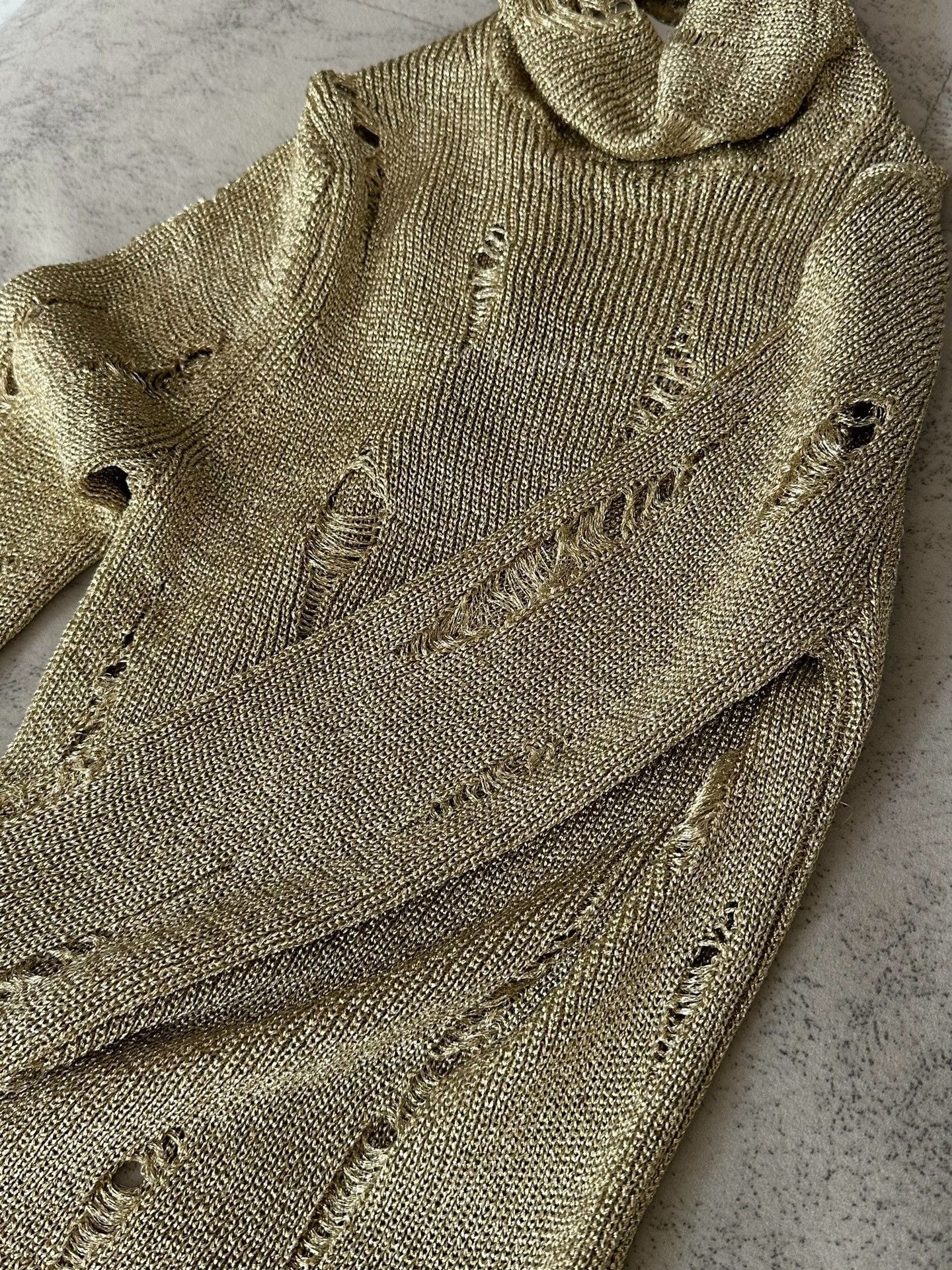 Junya Watanabe Junya Watanabe 2003 Distressed Gold Thread Top Size M / US 6-8 / IT 42-44 - 4 Thumbnail