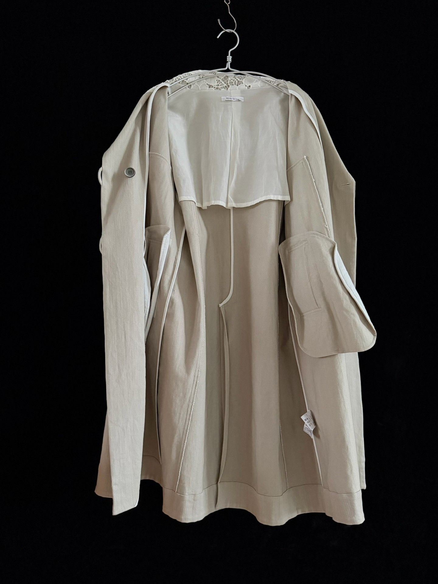 Yohji Yamamoto Y's for Living Vintage Lace Trench Coat Size M / US 6-8 / IT 42-44 - 5 Thumbnail