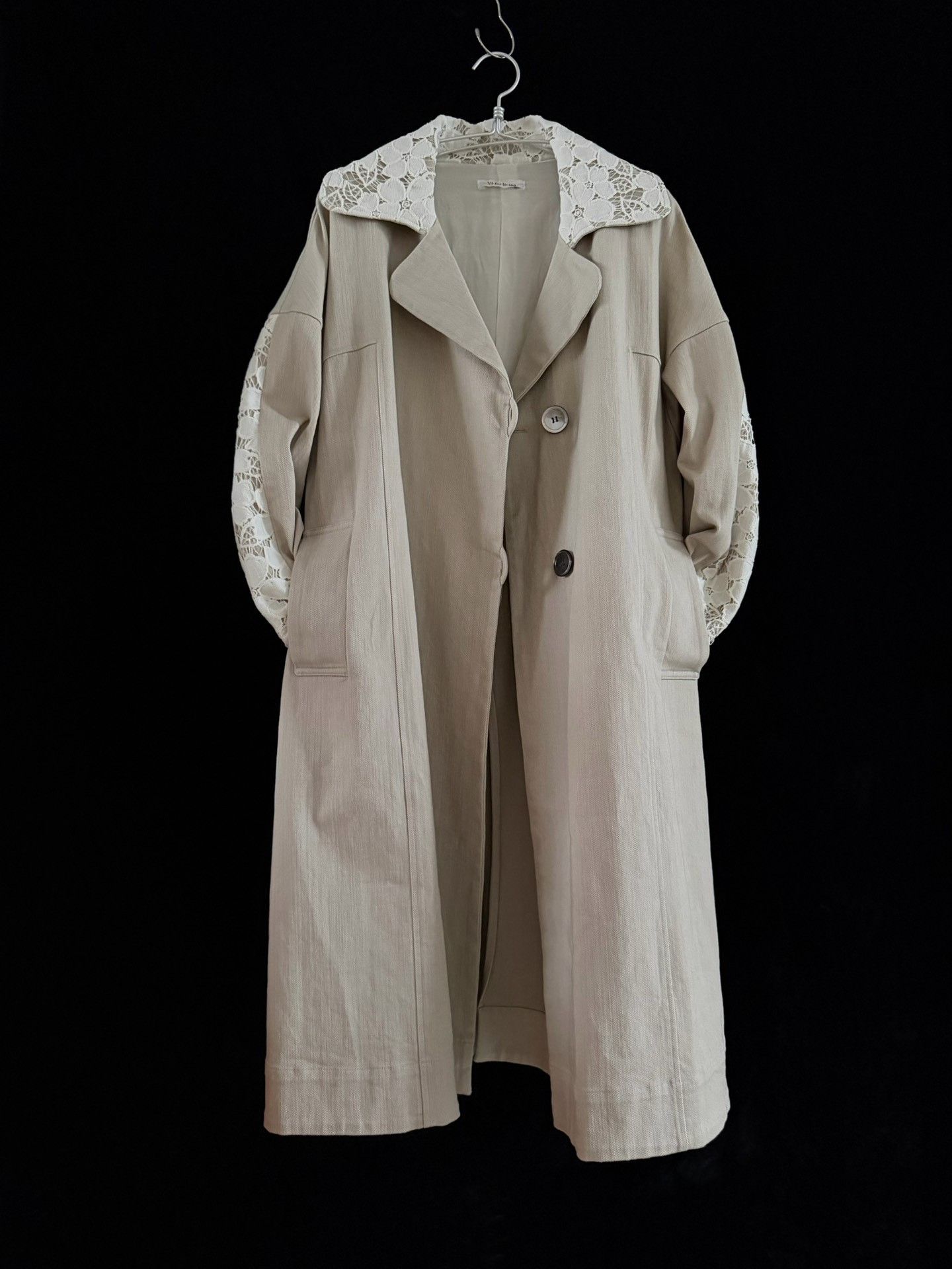 Yohji Yamamoto Y's for Living Vintage Lace Trench Coat Size M / US 6-8 / IT 42-44 - 4 Thumbnail