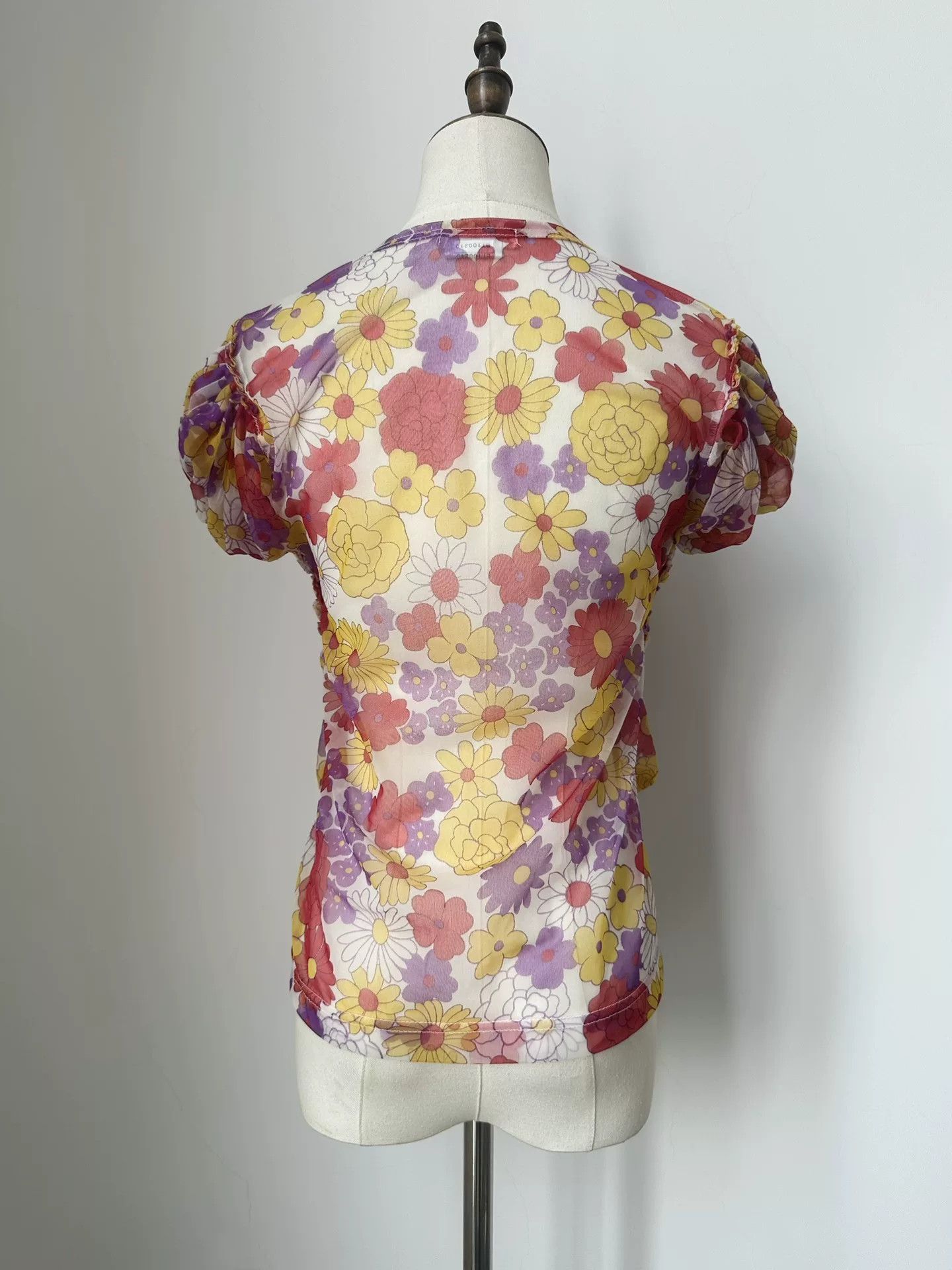 Rei Kawakubo Comme des Garçons 2001 Sheer Floral Pleated Top Size M / US 6-8 / IT 42-44 - 2 Thumbnail