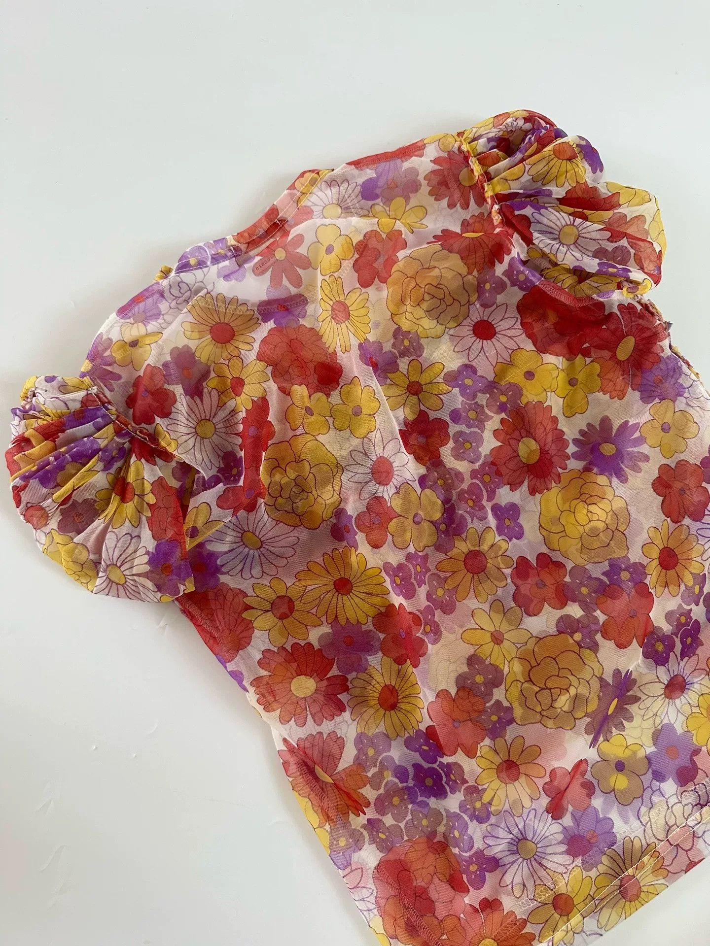 Rei Kawakubo Comme des Garçons 2001 Sheer Floral Pleated Top Size M / US 6-8 / IT 42-44 - 7 Thumbnail