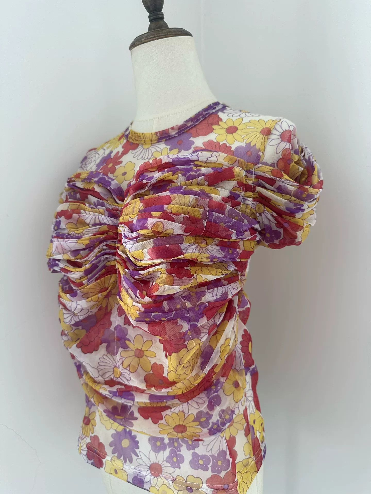 Rei Kawakubo Comme des Garçons 2001 Sheer Floral Pleated Top Size M / US 6-8 / IT 42-44 - 3 Thumbnail