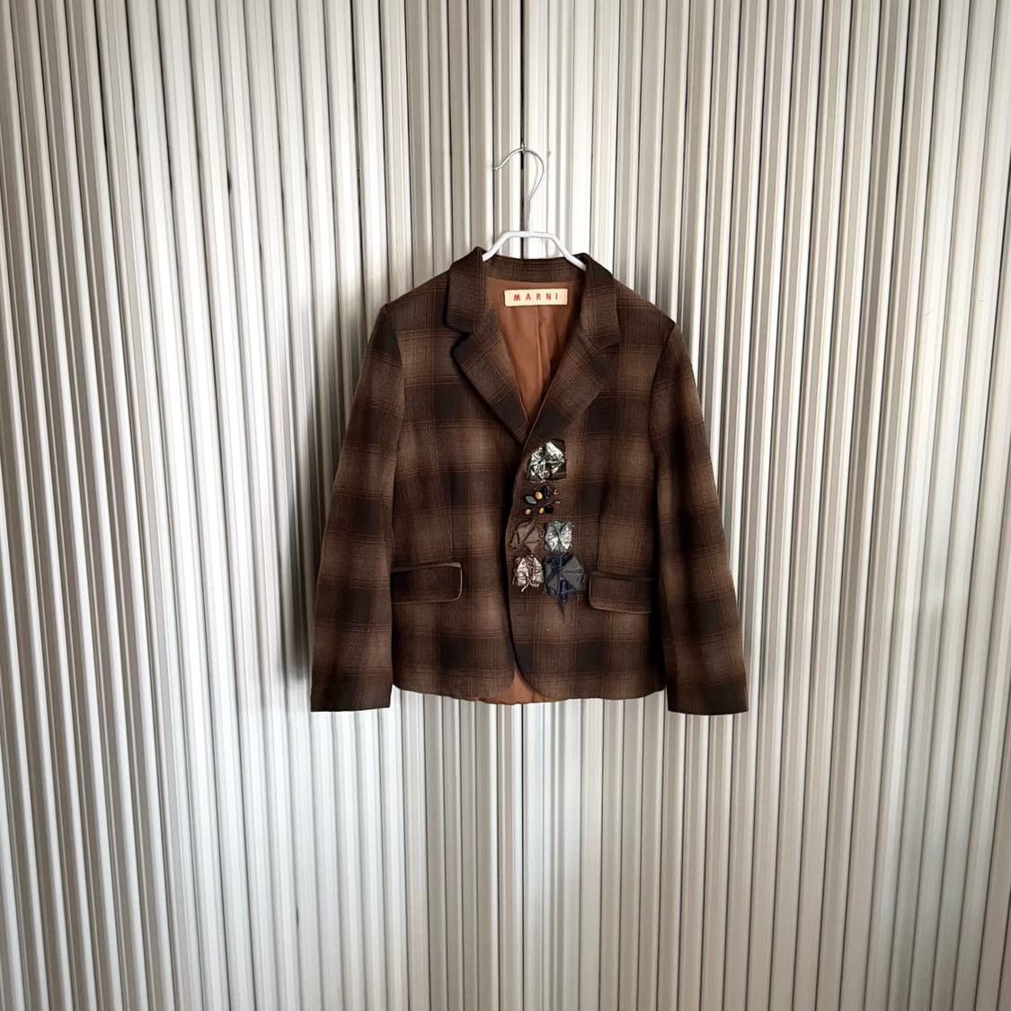 Marni Marni Vintage Wool Plaid Bow Jacket Size M / US 6-8 / IT 42-44 - 2 Thumbnail