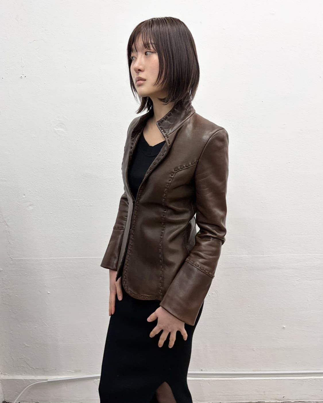 STRENESSE Strenesse Maillard Stitch Leather Jacket Size M / US 6-8 / IT 42-44 - 6 Thumbnail
