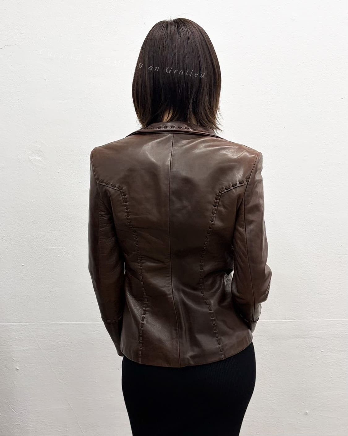 STRENESSE Strenesse Maillard Stitch Leather Jacket Size M / US 6-8 / IT 42-44 - 5 Thumbnail