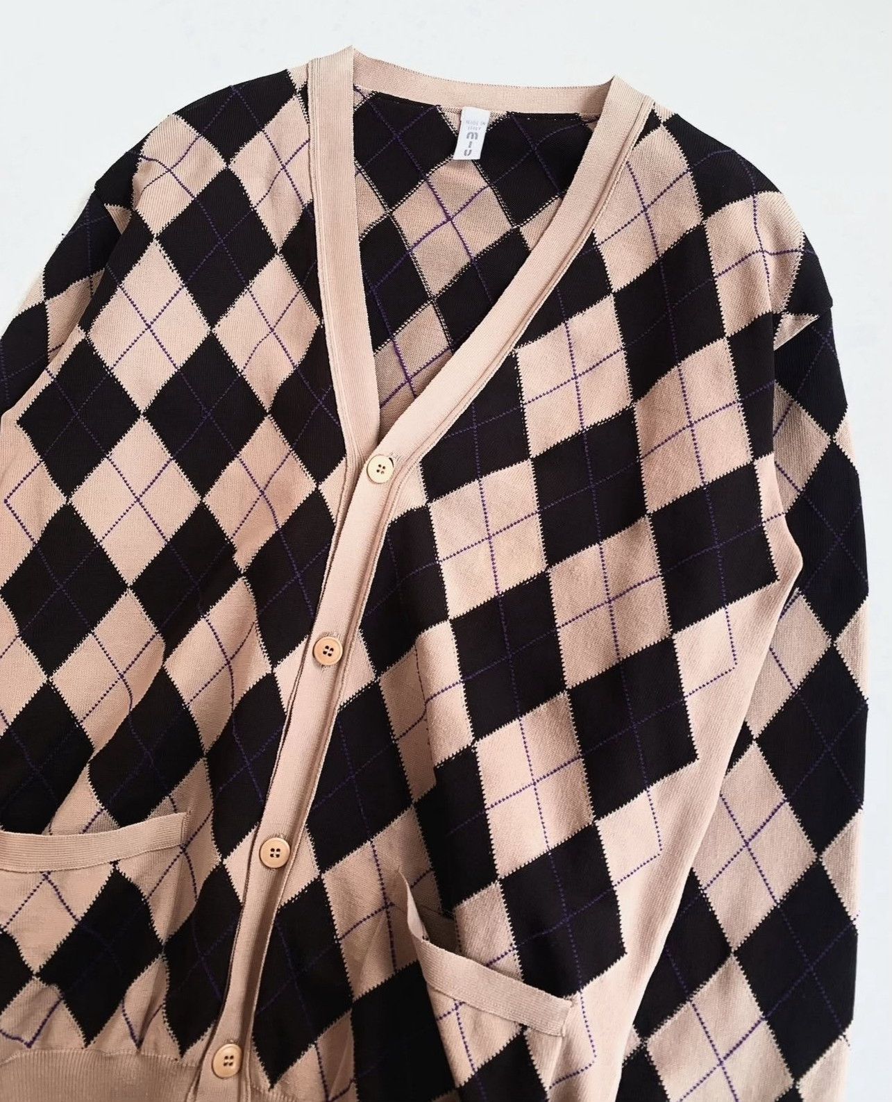 Miu Miu 1990s Miu Miu Argyle Cardigan Size M / US 6-8 / IT 42-44 - 3 Thumbnail