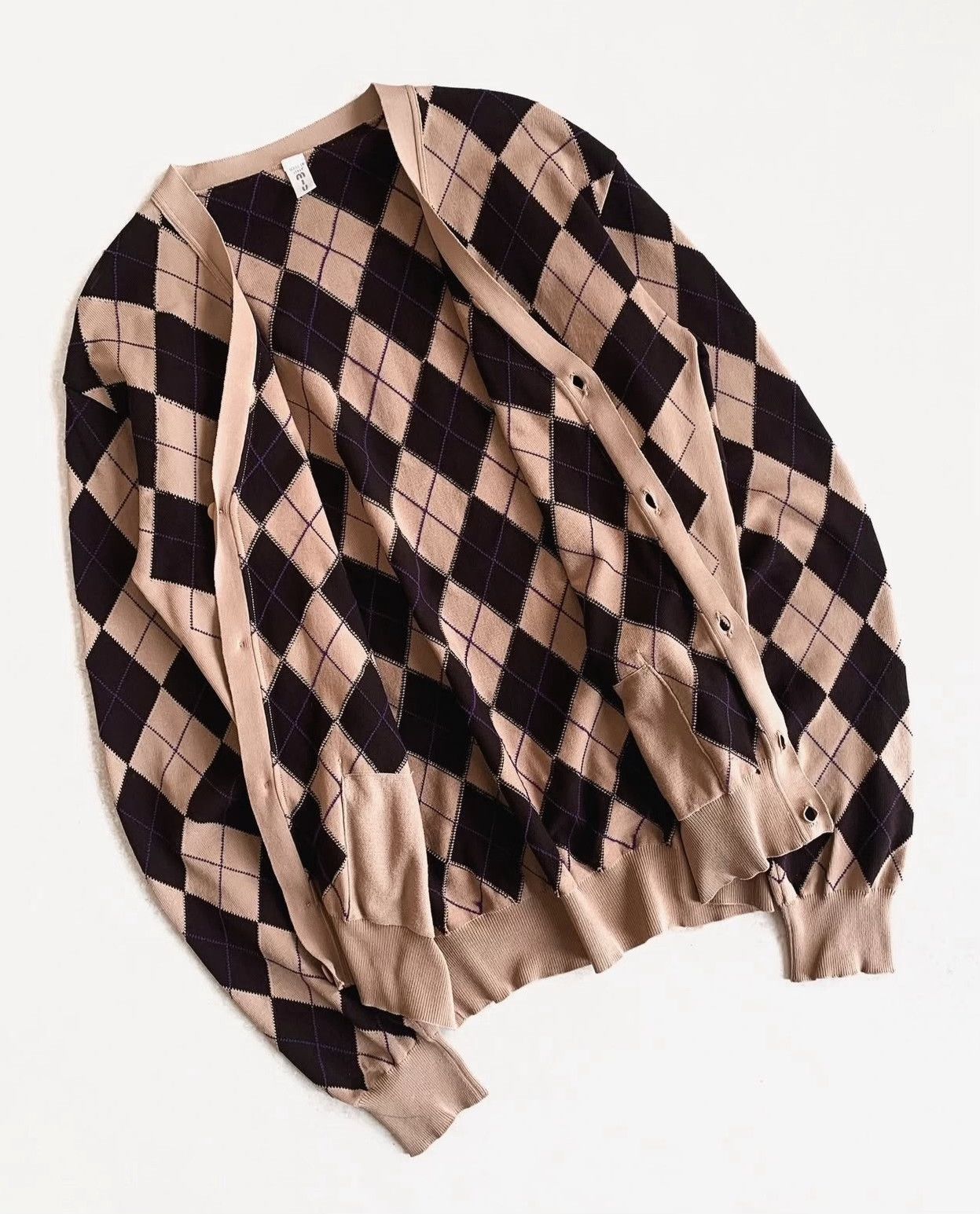 Miu Miu 1990s Miu Miu Argyle Cardigan Size M / US 6-8 / IT 42-44 - 2 Thumbnail