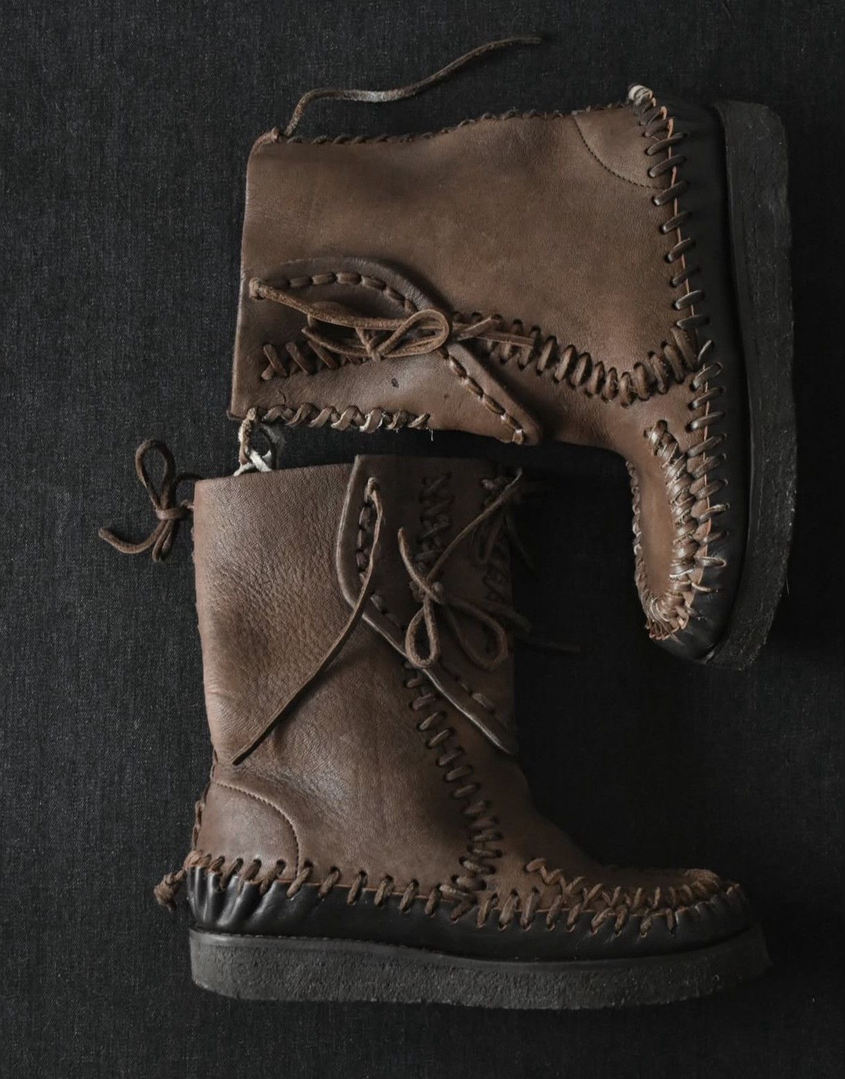 Vintage Vintage Cabane de Zucca Whipstitch Leather Boots Size US 8 / EU 41 - 2 Thumbnail