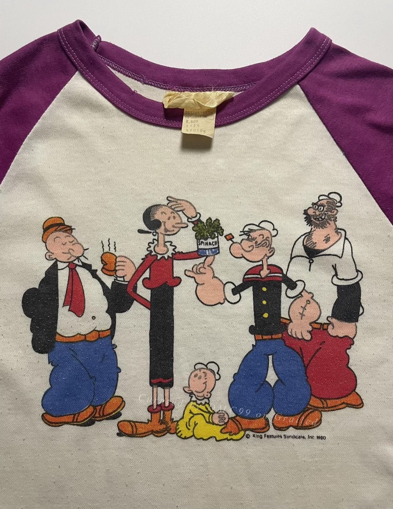 Vintage Vintage 1980s Popeye Raglan Shirt Size M / US 6-8 / IT 42-44 - 9 Thumbnail