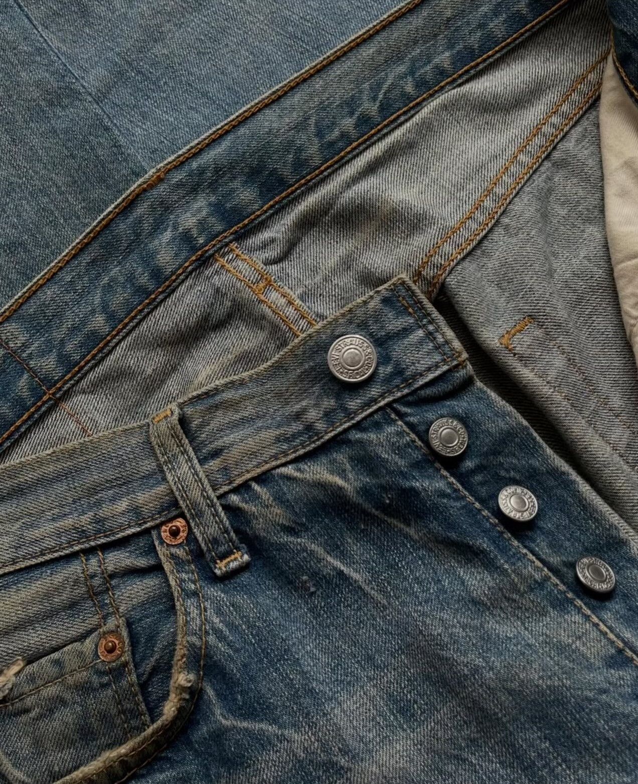 Levi's Vintage Levi's 501 Distressed Patchwork Blue Denim Size US 30 / EU 46 - 3 Thumbnail
