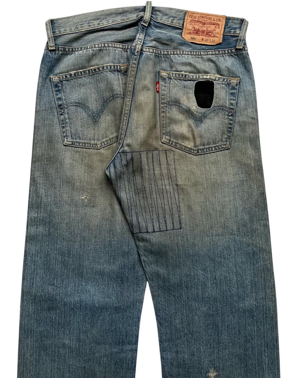 Levi's Vintage Levi's 501 Distressed Patchwork Blue Denim Size US 30 / EU 46 - 6 Thumbnail
