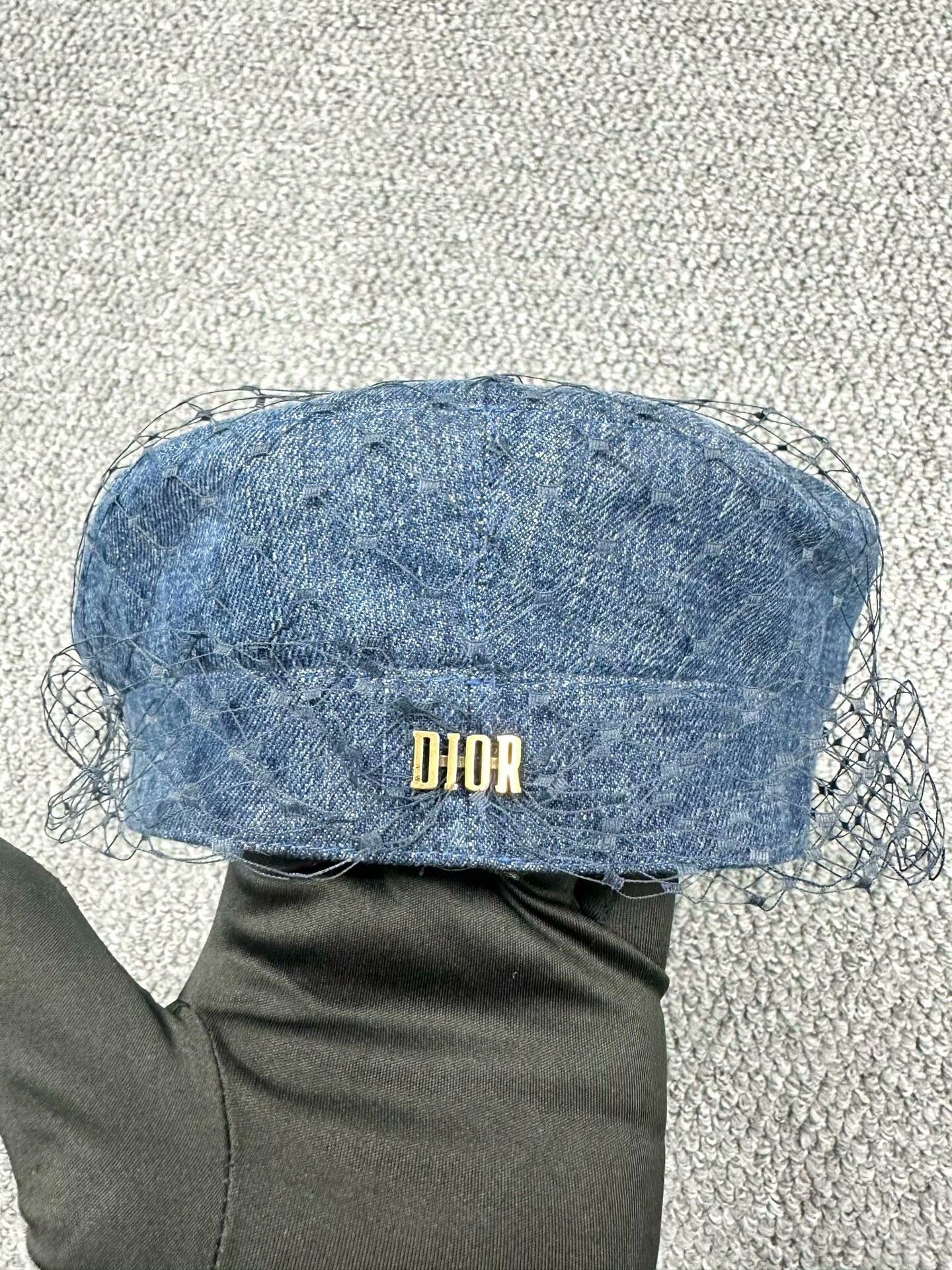 Dior Dior Blue Denim Mesh Beret Size ONE SIZE - 2 Thumbnail