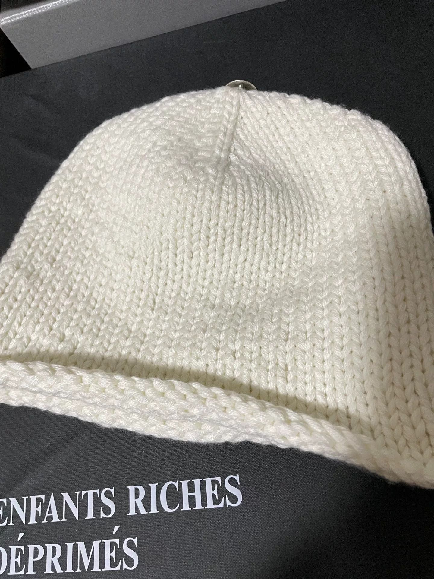 Chrome Hearts White Knit Beanie with Embroidered Cross Size ONE SIZE - 4 Thumbnail
