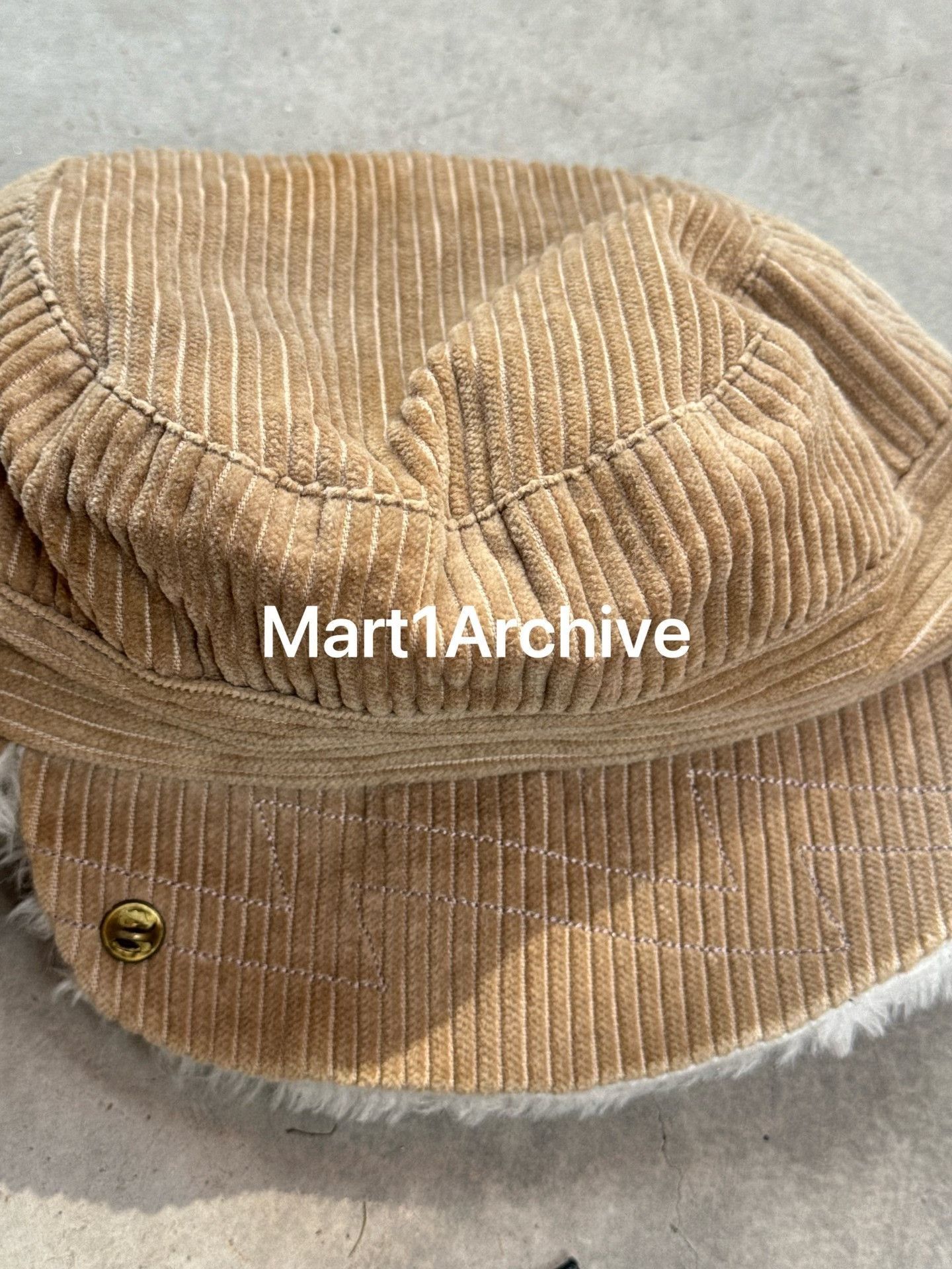 Walter Van Beirendonck Beige Corduroy Trapper Hat with Faux Fur Lining Size ONE SIZE - 4 Thumbnail