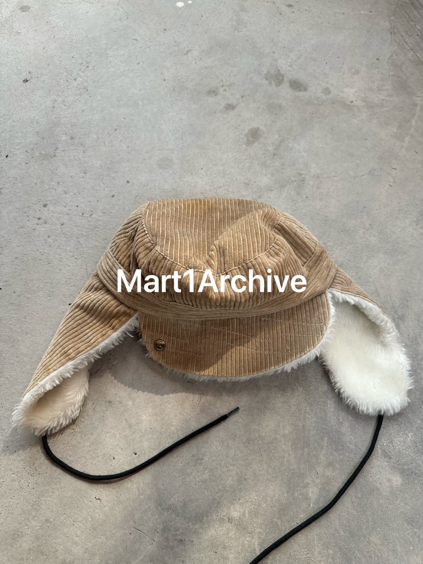 Walter Van Beirendonck Beige Corduroy Trapper Hat with Faux Fur Lining Size ONE SIZE - 3 Thumbnail