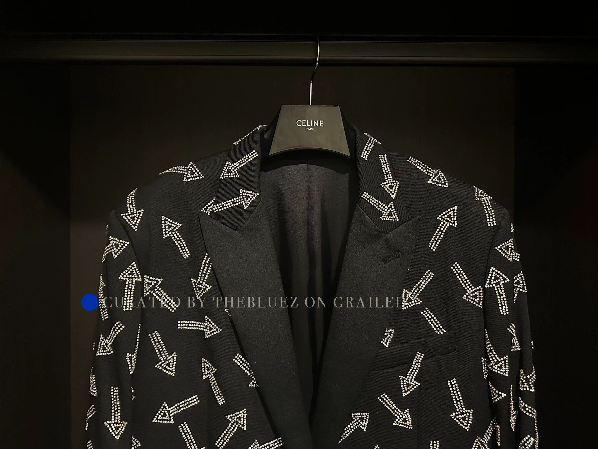 Celine Sleek Black Crystal Arrow Suit Jacket Size US M / EU 48-50 / 2 - 3 Thumbnail