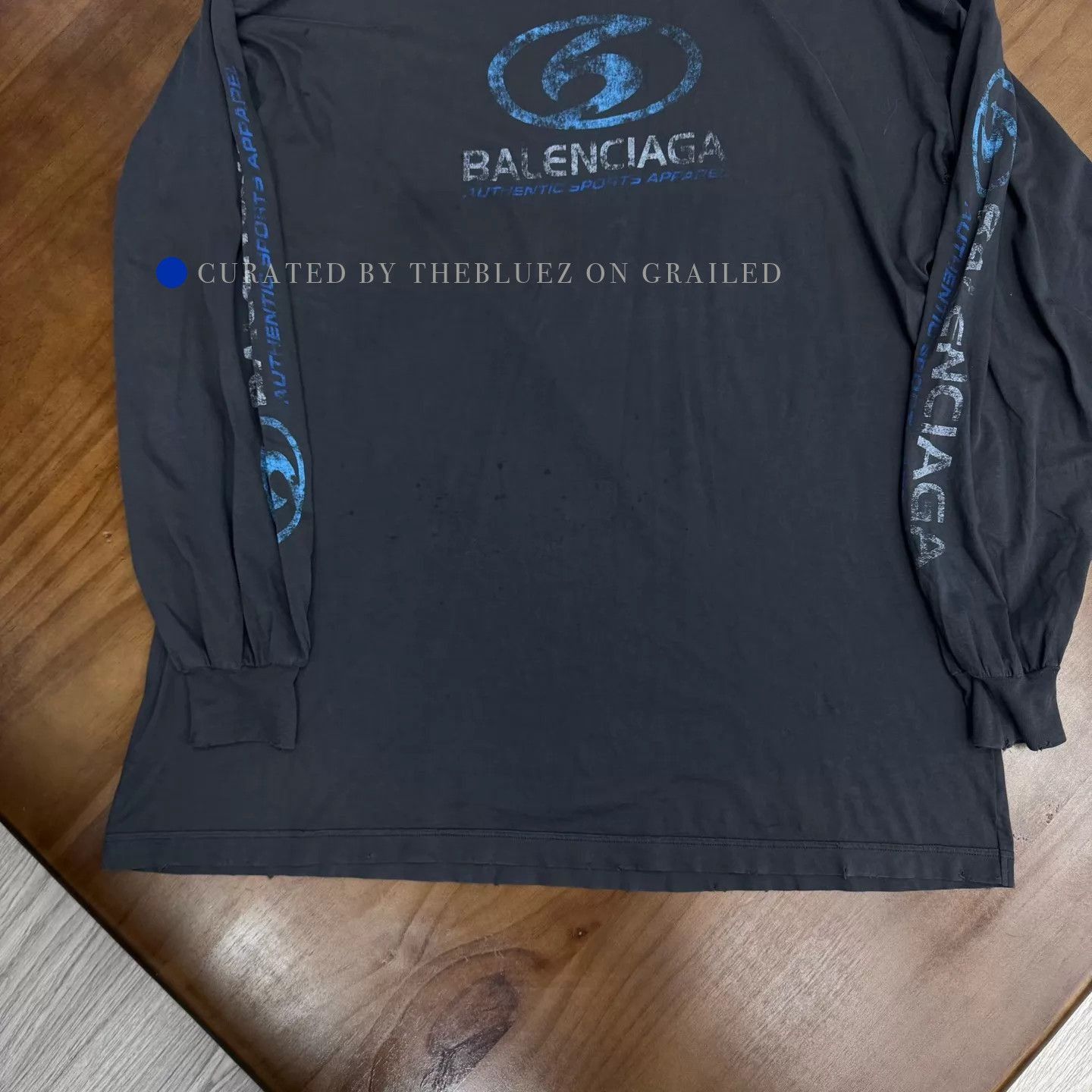 Balenciaga Distressed Long Sleeve T-Shirt in Black Size US M / EU 48-50 / 2 - 4 Thumbnail