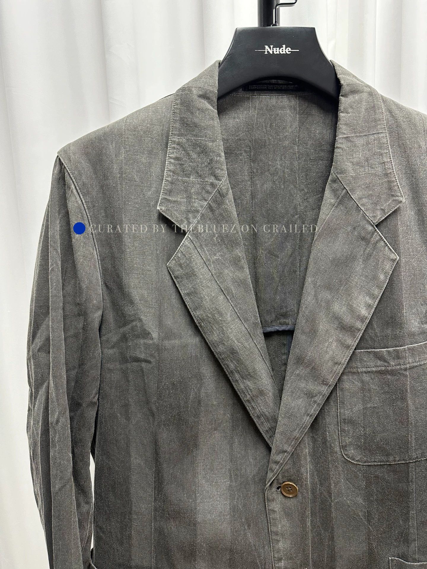 Yohji Yamamoto Washed Gray Striped Suit Jacket Size US M / EU 48-50 / 2 - 2 Thumbnail