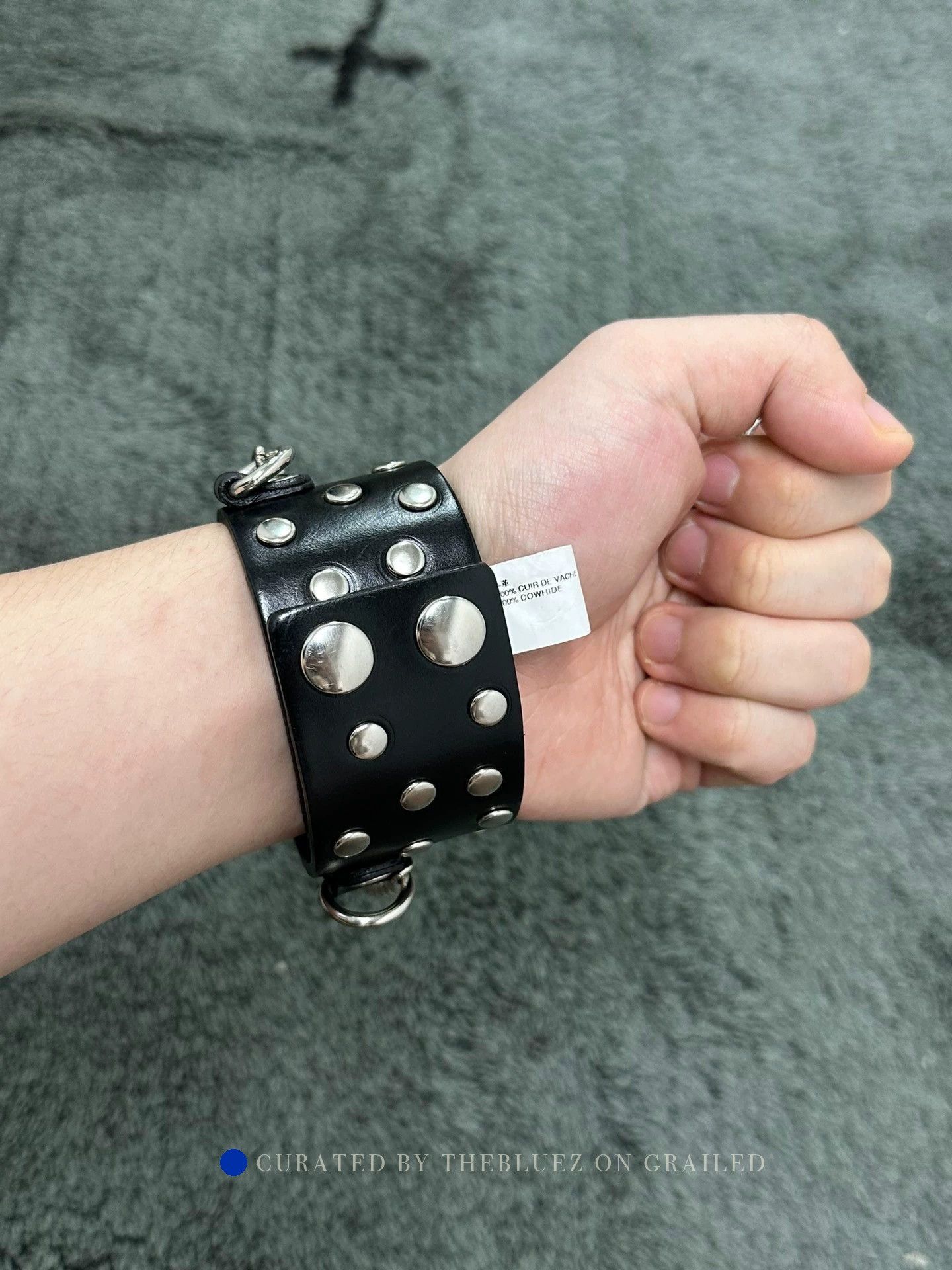 Junya Watanabe Black Cowhide Adjustable Rivet Chain Bracelet Size ONE SIZE - 5 Thumbnail