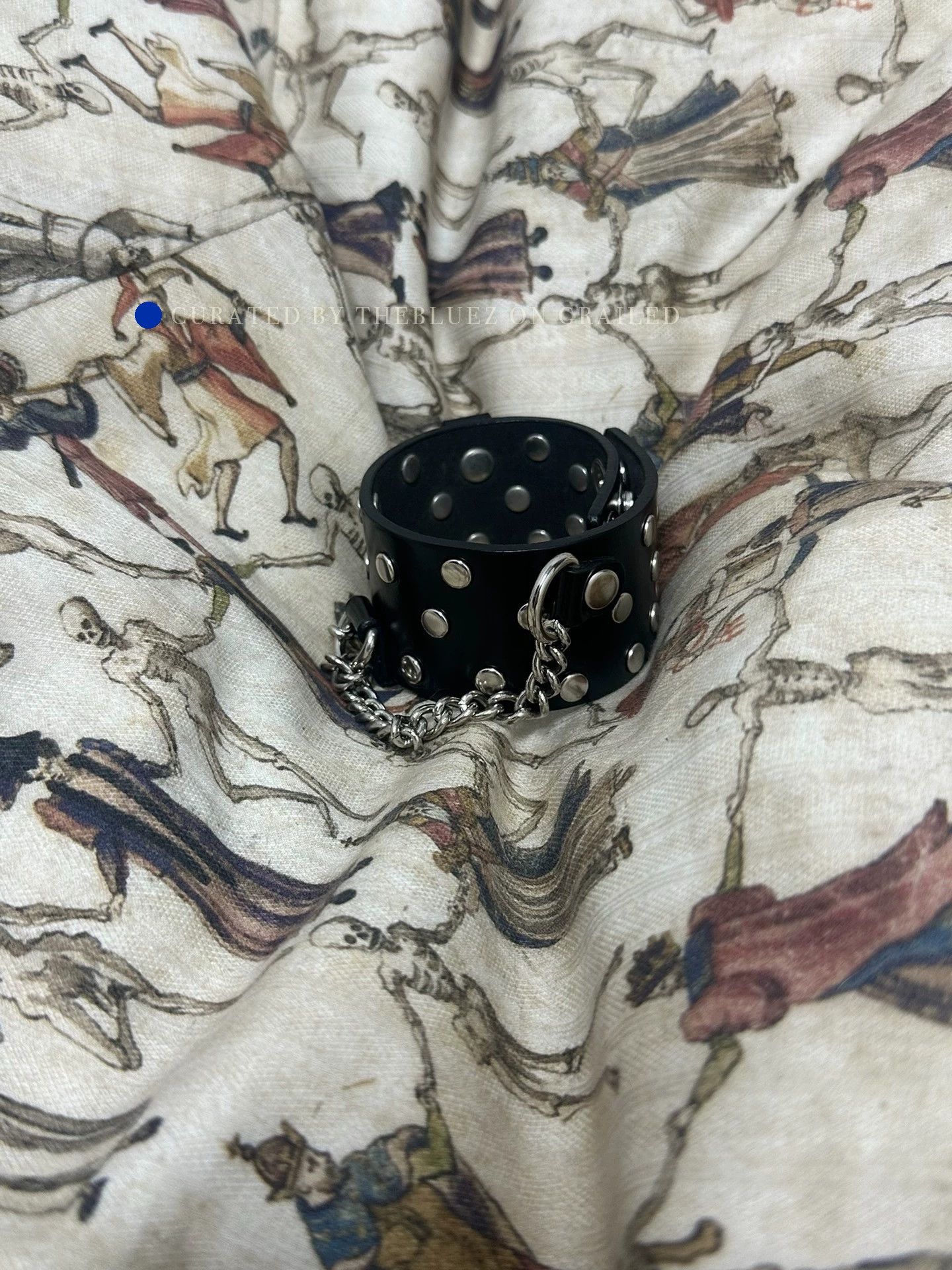 Junya Watanabe Black Cowhide Adjustable Rivet Chain Bracelet Size ONE SIZE - 2 Thumbnail