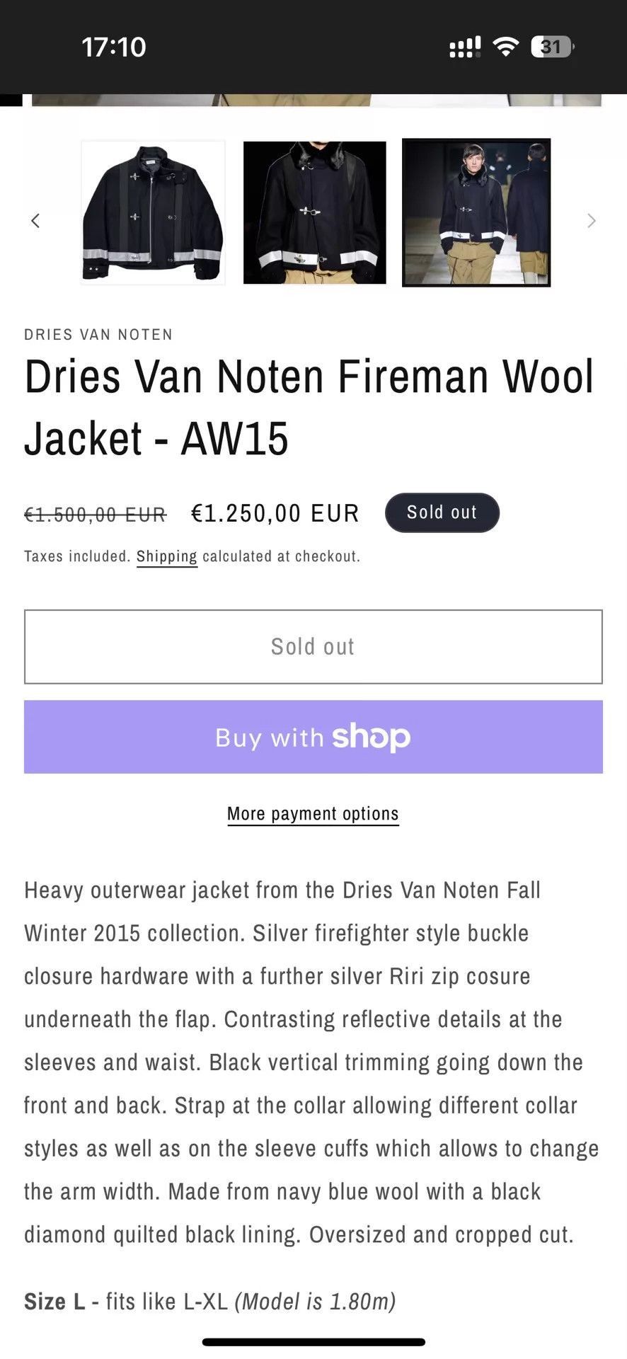 Dries Van Noten Wool Jacket with Unique Buckle Details Size US L / EU 52-54 / 3 - 9 Thumbnail