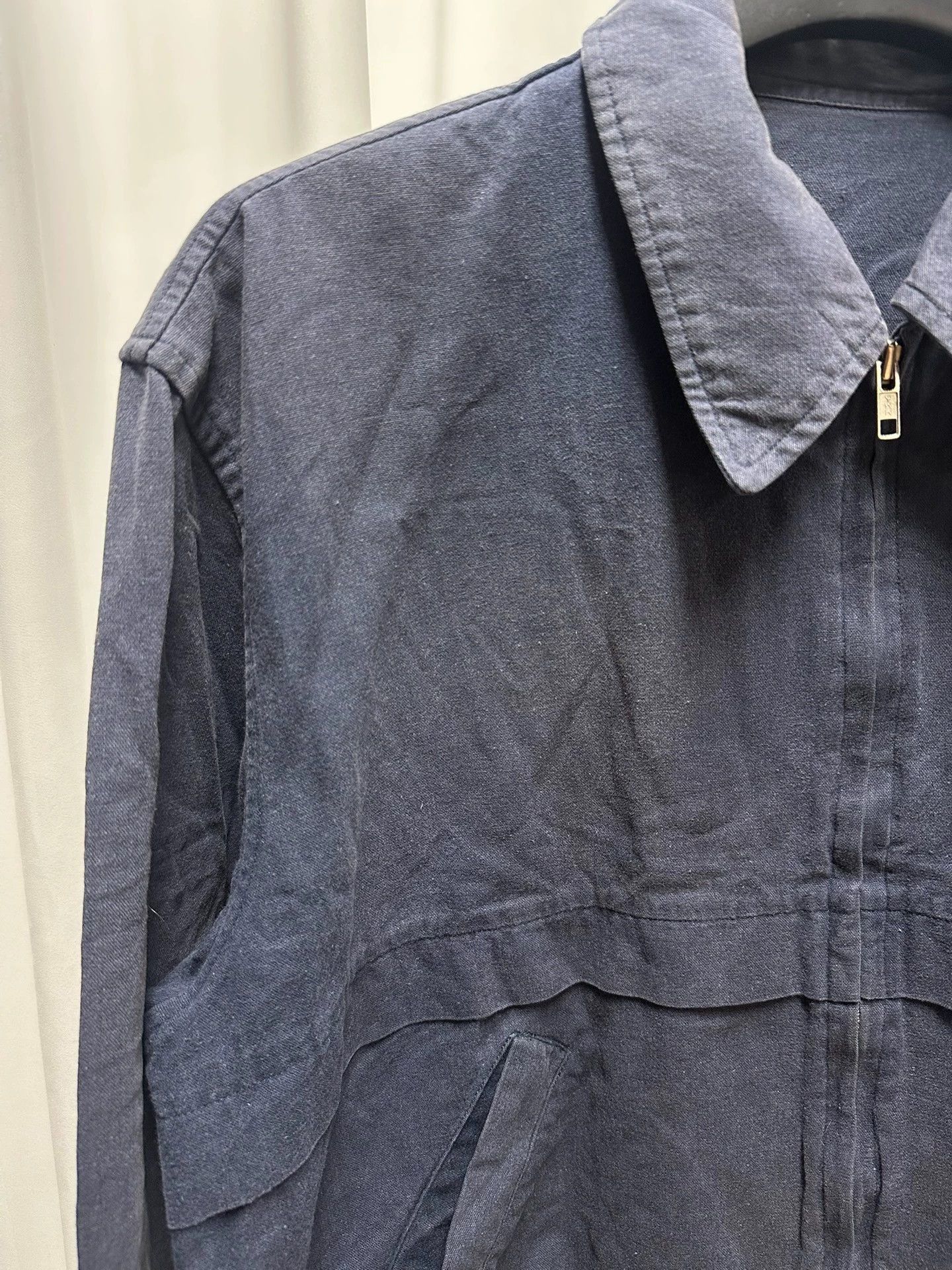 Yohji Yamamoto Washed Short Jacket in Blue Size US M / EU 48-50 / 2 - 3 Thumbnail