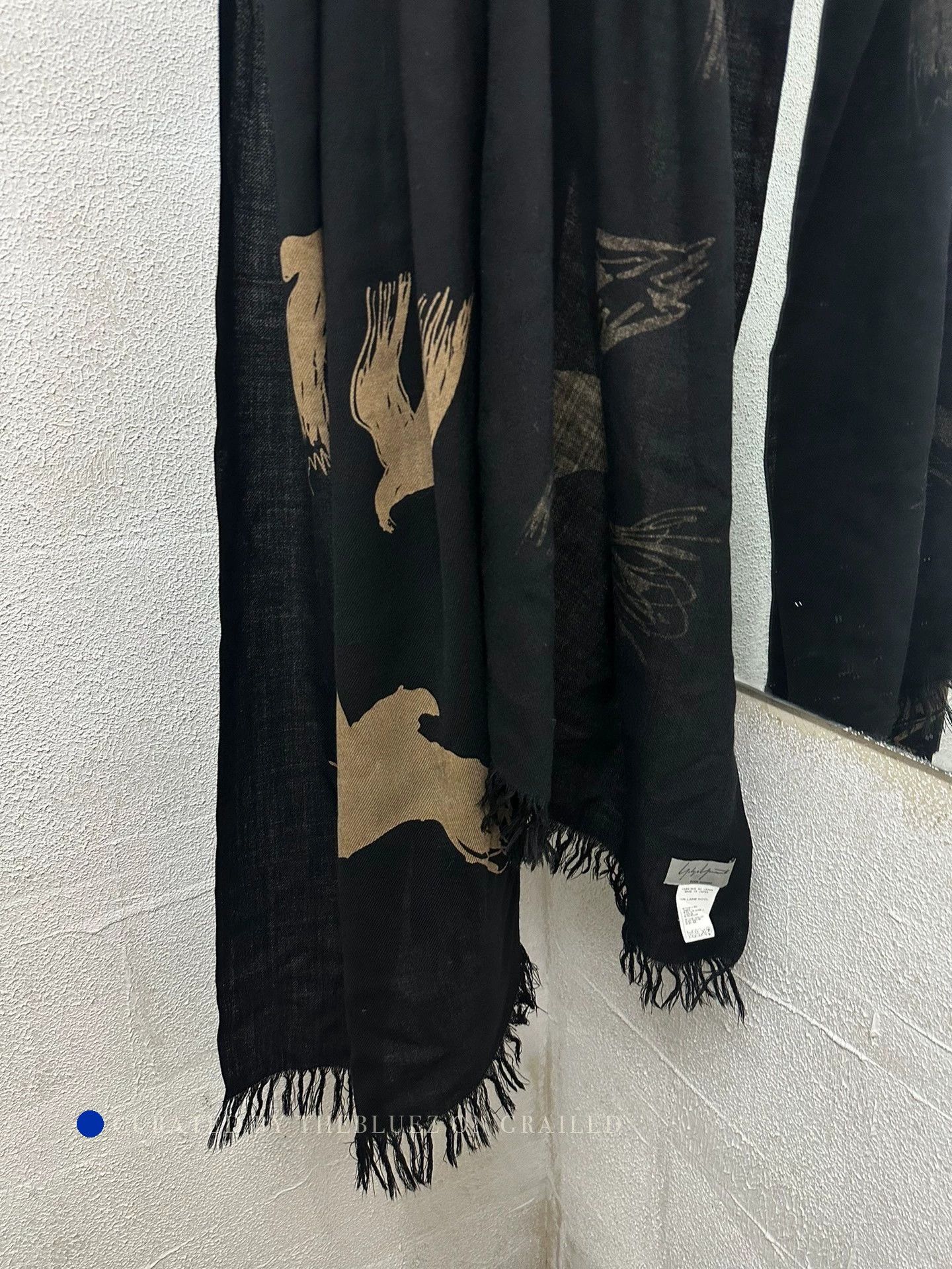 Yohji Yamamoto Oversized Black Scarf with Unique Print Size ONE SIZE - 3 Thumbnail