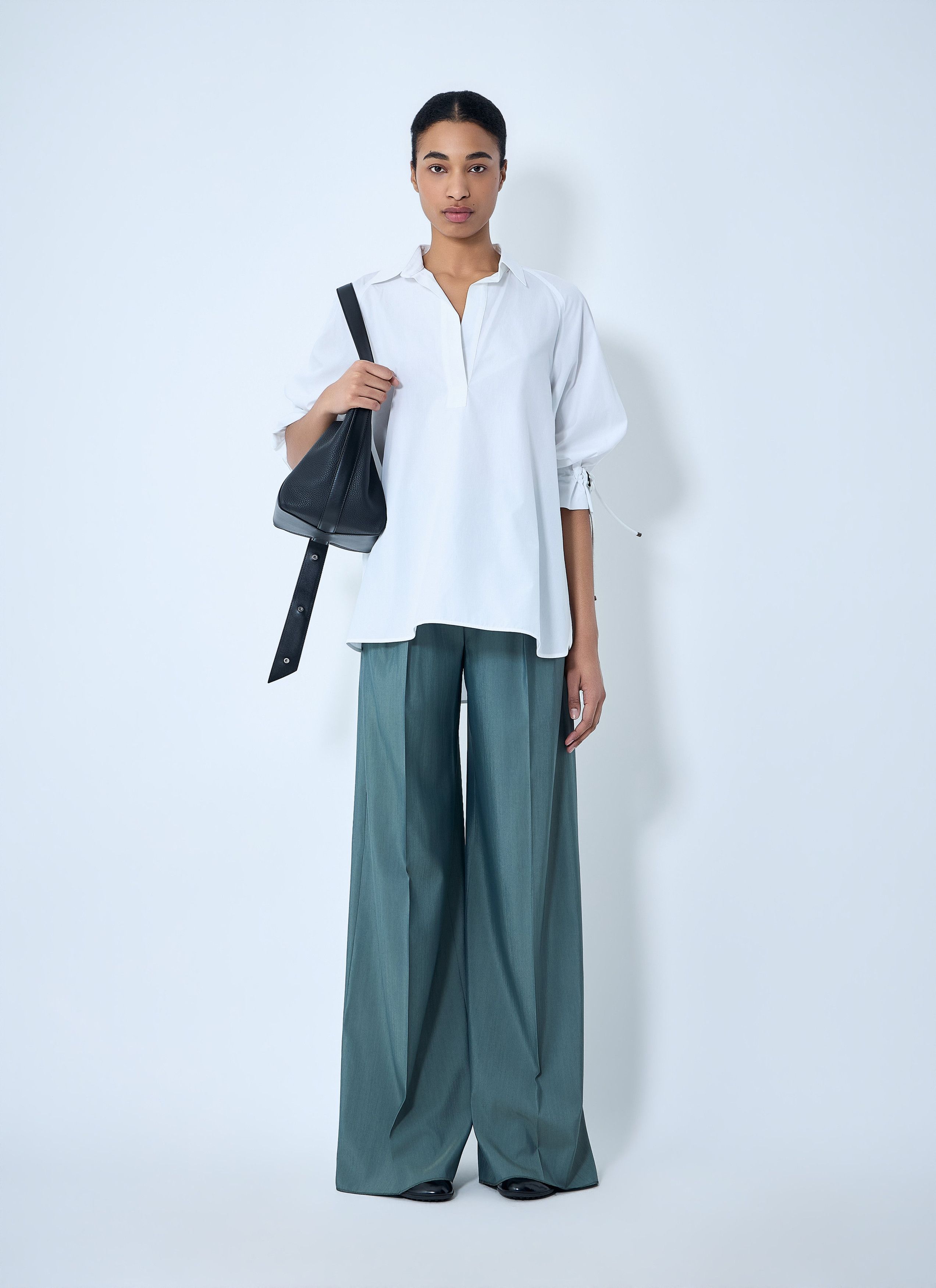 Max Mara High-Waisted Wide-Leg Trousers Size 28" / US 6 / IT 42 - 2 Thumbnail
