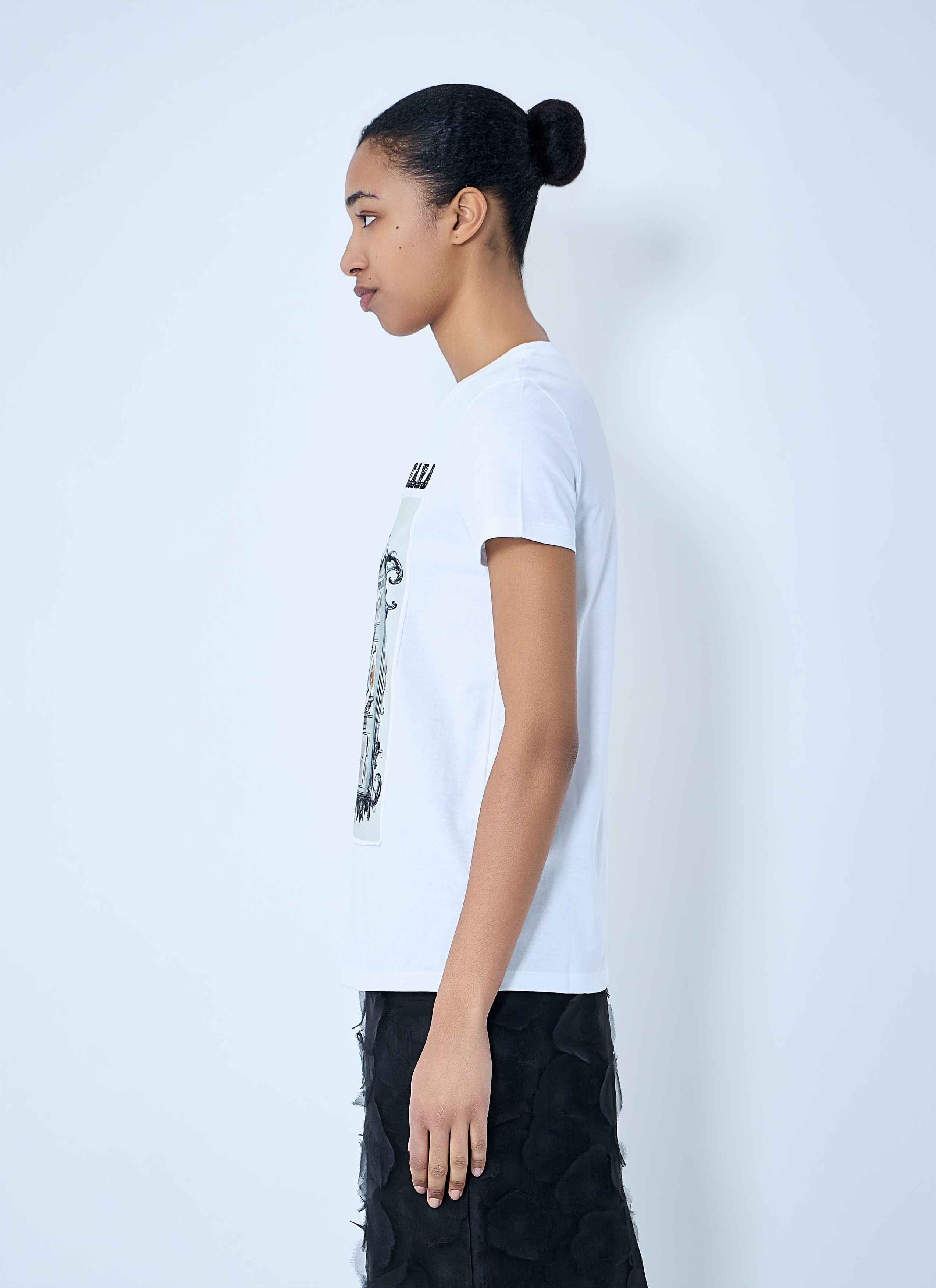 Max Mara Graphic Print Cotton T-Shirt Size L / US 10 / IT 46 - 3 Thumbnail