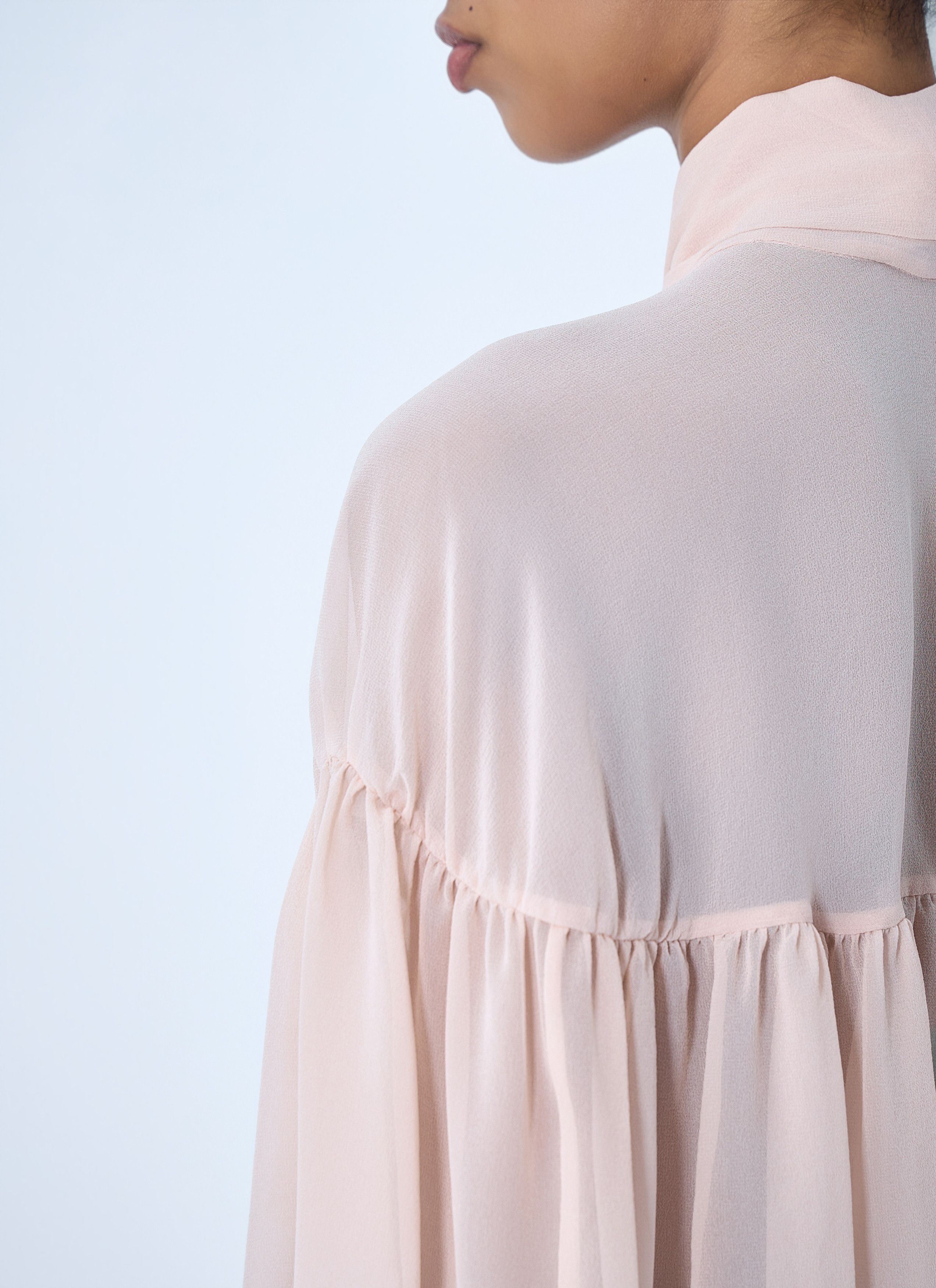 Max Mara Silk Chiffon Cropped Blouse Size L / US 10 / IT 46 - 6 Thumbnail