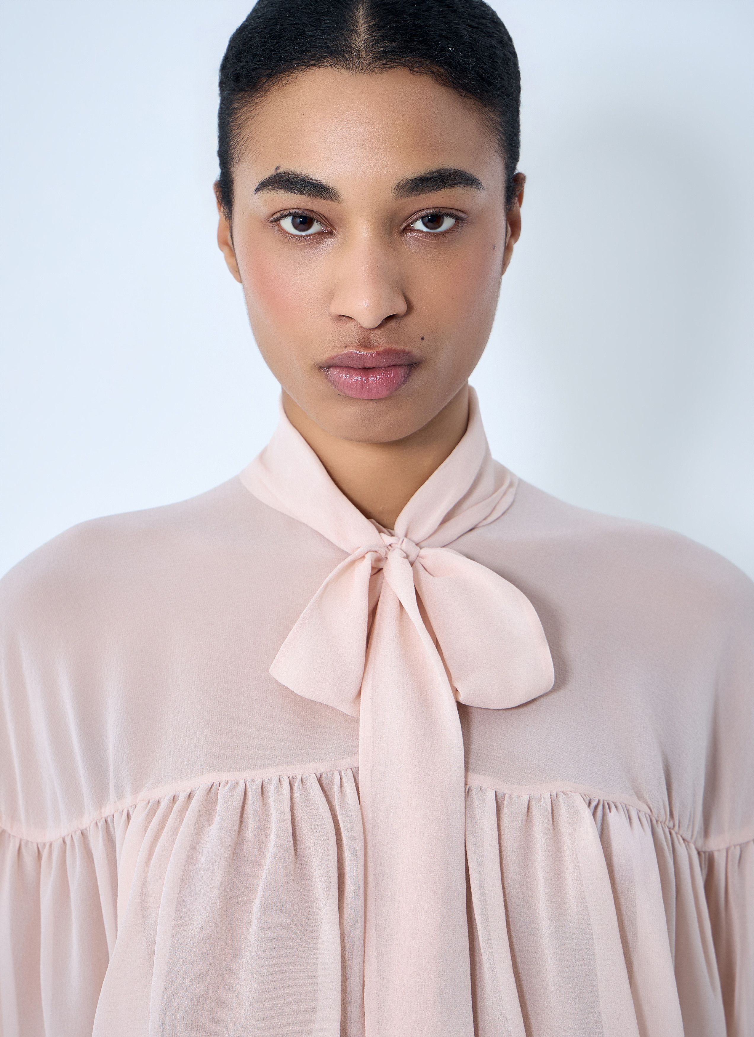 Max Mara Silk Chiffon Cropped Blouse Size L / US 10 / IT 46 - 5 Thumbnail