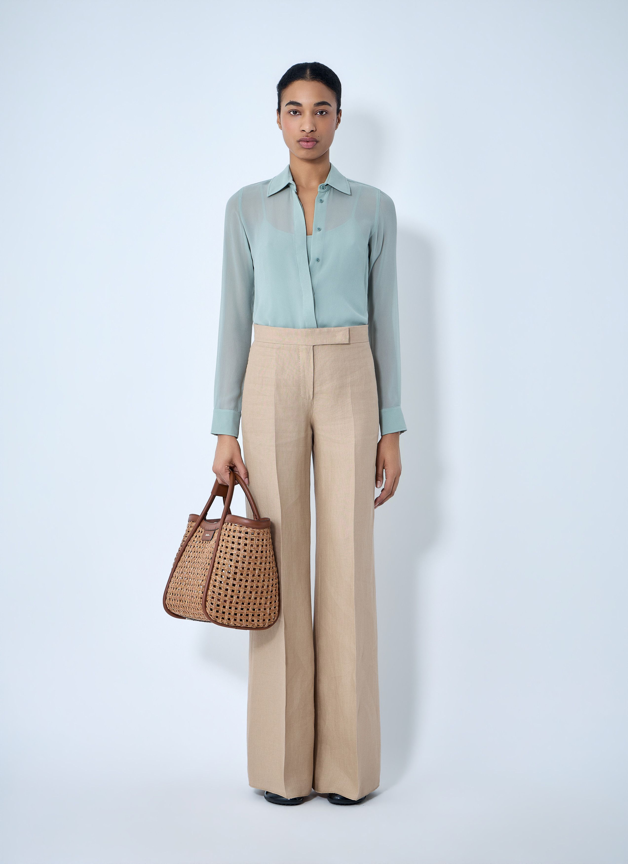 Max Mara High-Waisted Wide-Leg Trousers Size 28" / US 6 / IT 42 - 2 Thumbnail