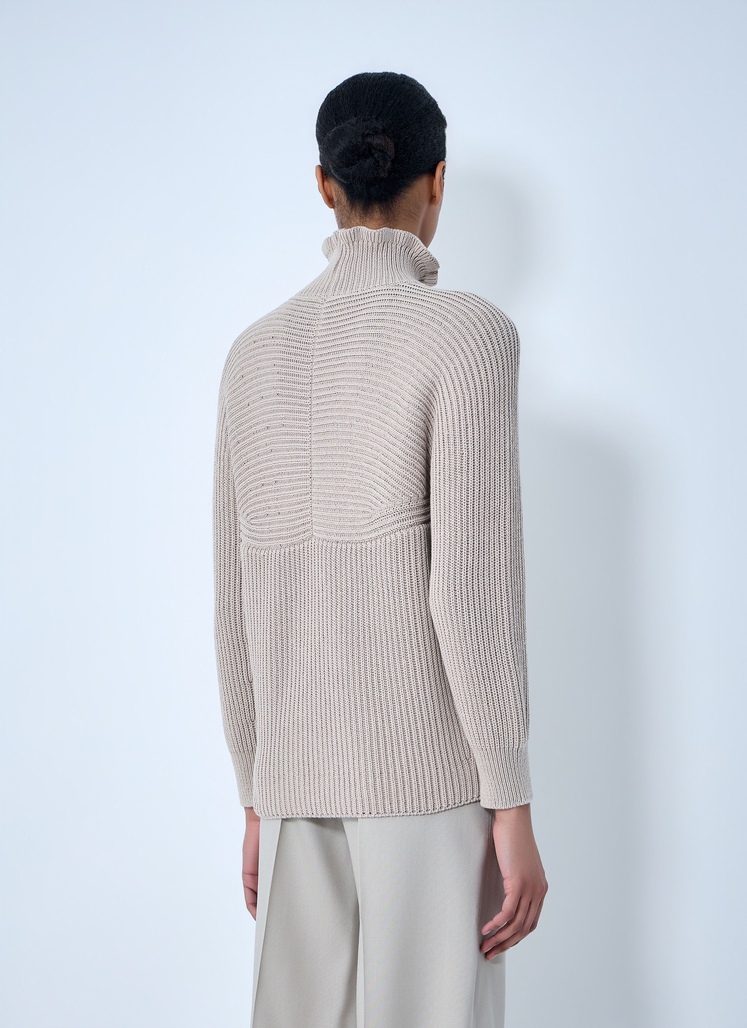 Max Mara Ribbed Knit High Neck Sweater Size L / US 10 / IT 46 - 4 Thumbnail