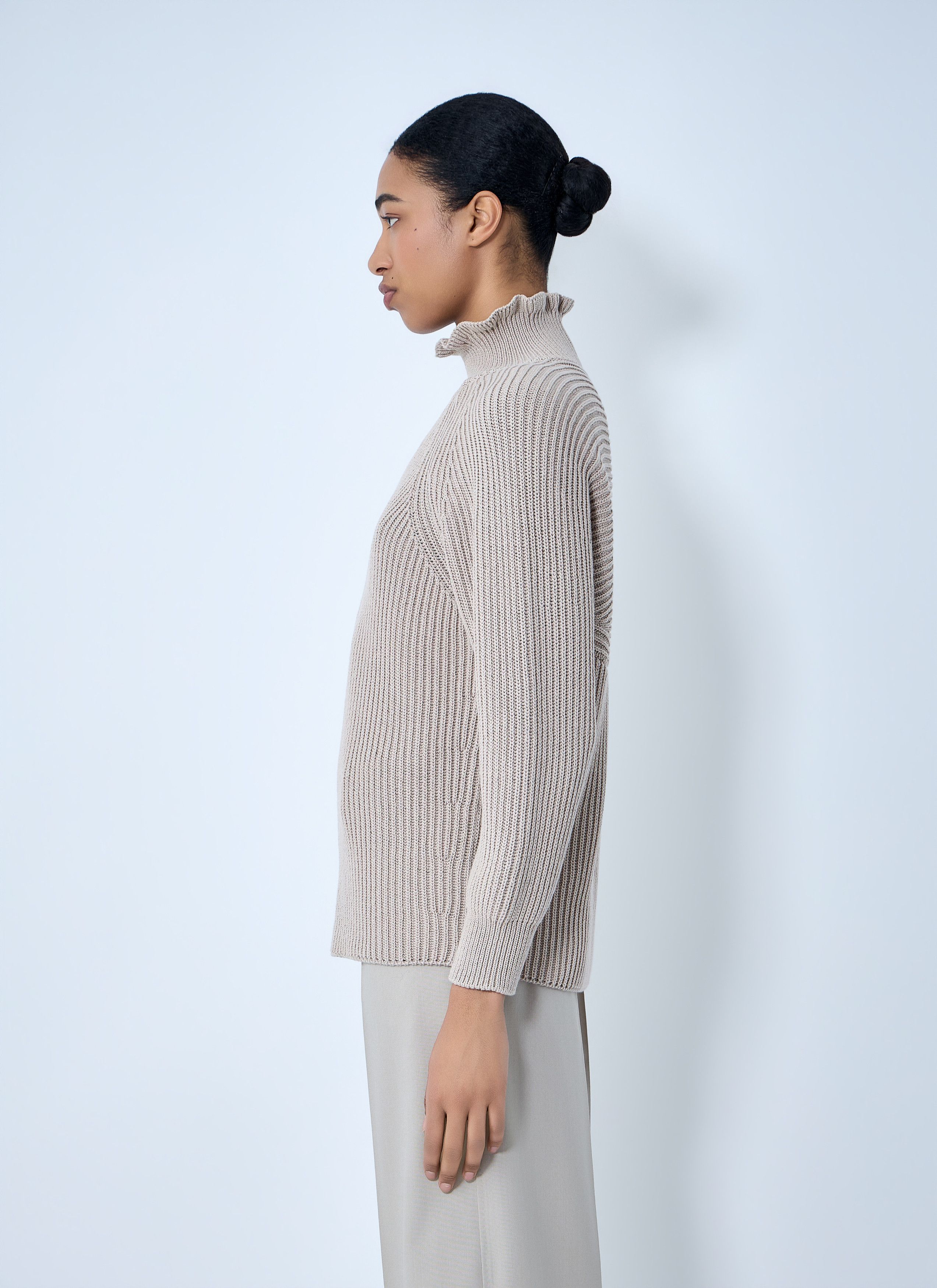 Max Mara Ribbed Knit High Neck Sweater Size M / US 6-8 / IT 42-44 - 3 Thumbnail